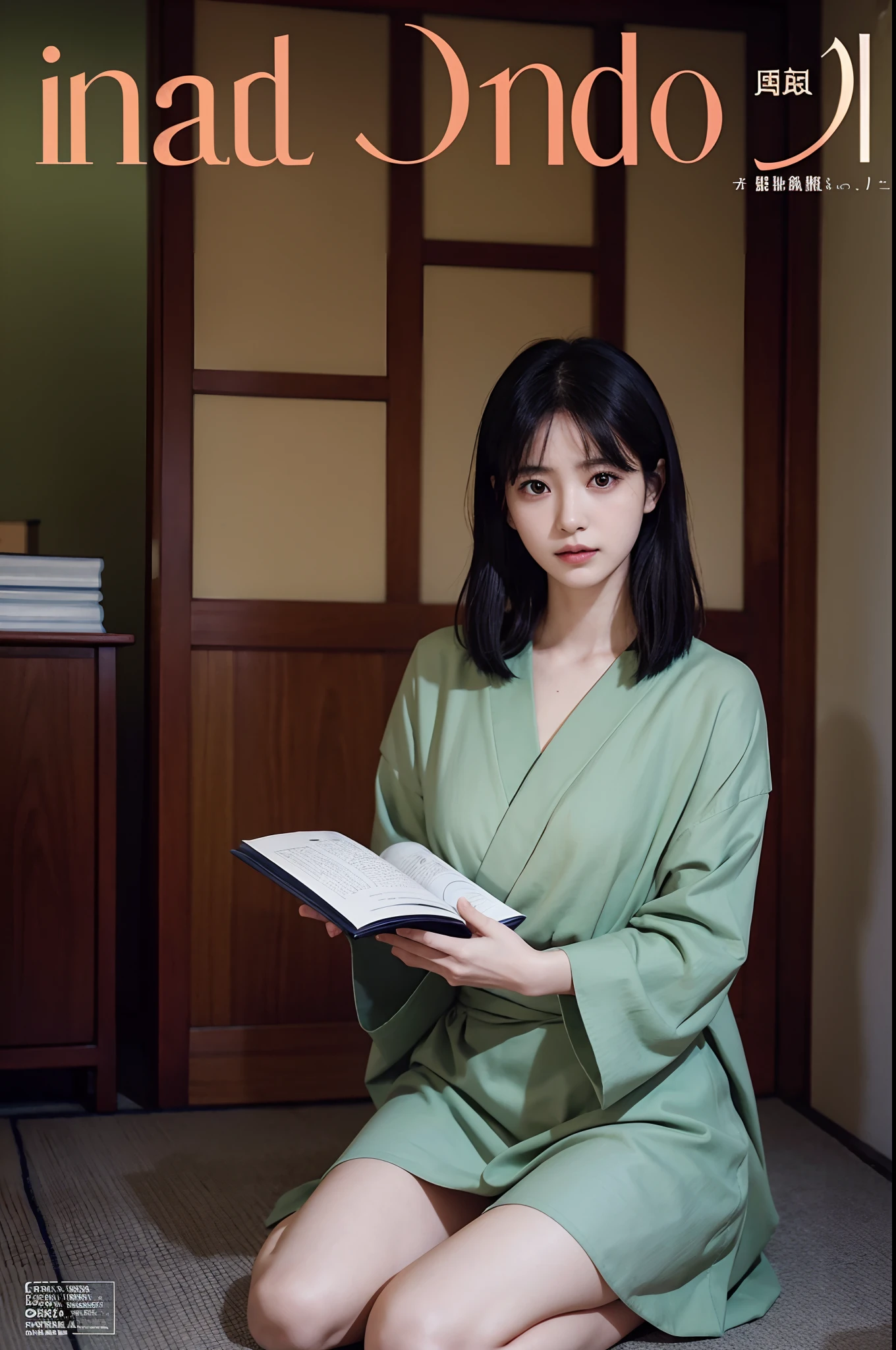 arafed image of a woman holding a book and a book, madotsuki, by Maeda Masao, masami suda, style of masami kurumada, by Naondo Nakamura, magazine, lalisa manobal, by Oka Yasutomo, cover magazine, 奈良美智, magazine photo