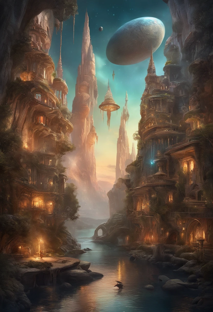 Best Quality, masutepiece, Photorealistic, (high resolution CGI artwork 8k), Create stunning futuristic alien interiors in vampire luxury style, The color scheme is white and ethereal, Reflective Opal, Rose style, marble, the bats, precious minerals, metals, Pedras preciosas, crystalline, Ornate magnificent historic windows, hight resolution, A masterpiece of 3D rendering of digital art, The perfect blend of fantasy and reality, Dreamy twinkle, The cityscape is a fantastic alien mystery world, inspired by Beeple