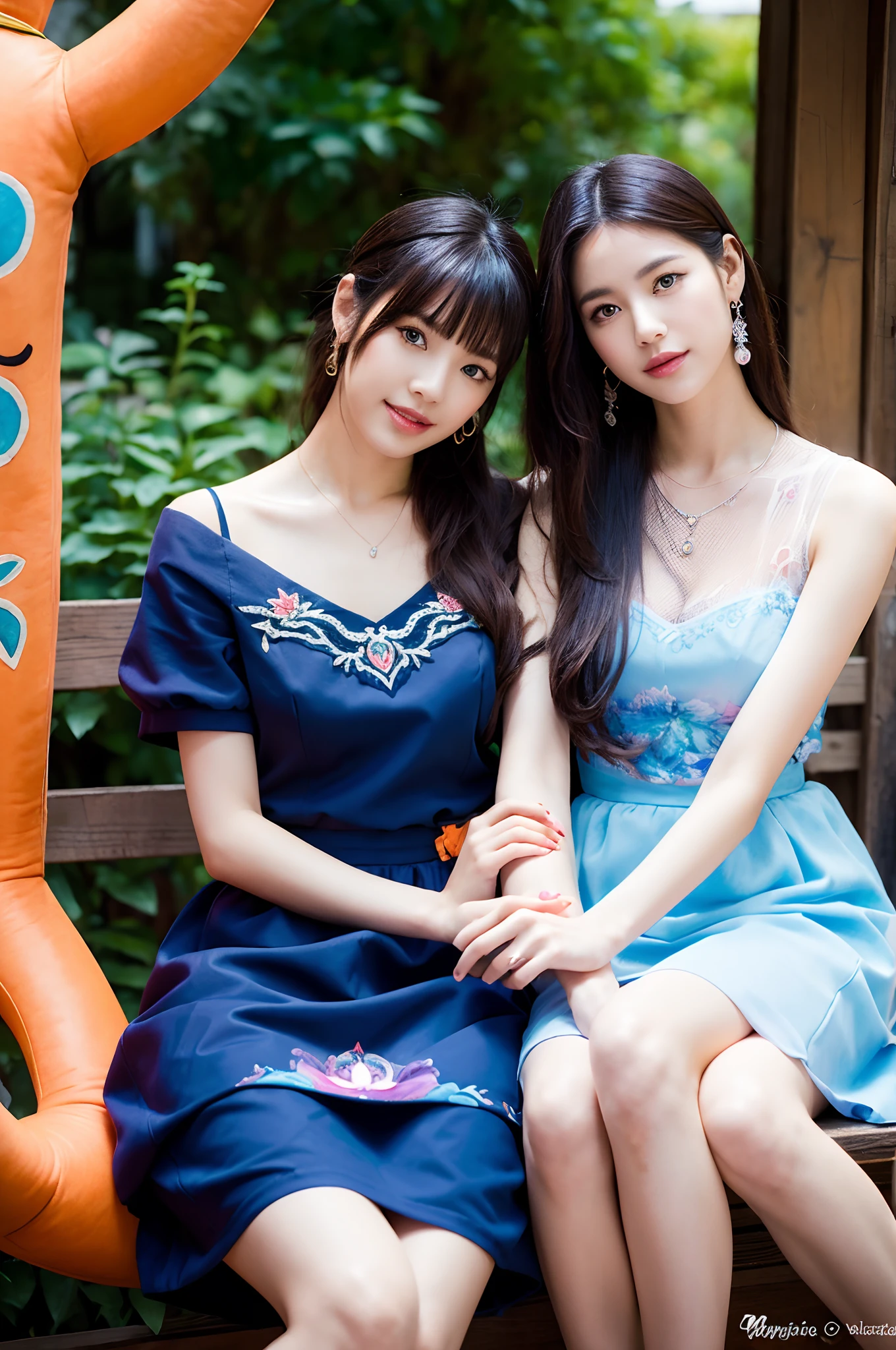 (Best quality,masterpiece:1.2),(alebrijes art style), 
BREAK,
a couple of lesbians sitting together upon on a (giant pumpink:1.2),tutu dress,vivid color,
BREAK,
fantastical world,fantasy,((watercolor painting)),(ulzzang-6500-v1.3,pureeroface_v1,octane render),elegant pose,xxmix girl woman,