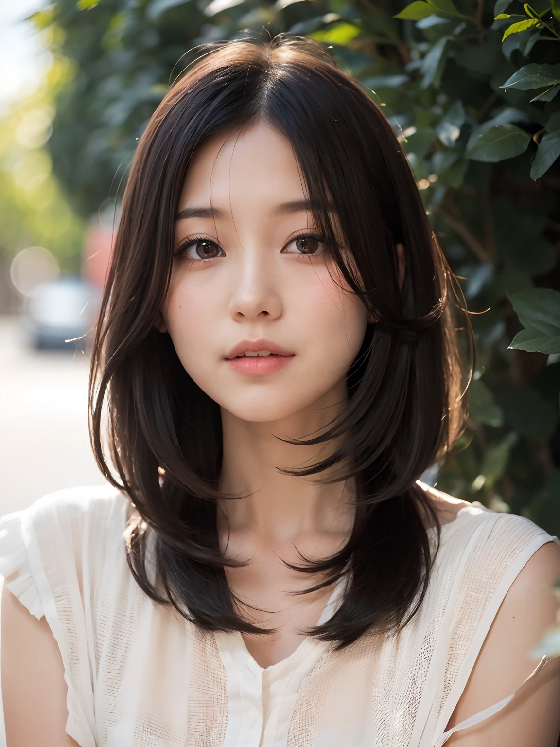 Woman with long hair and brause posing for photo, middle length hair, Shoulder-length hair, shoulder length hair, the hime cut, Medium-length hair, with short hair, wavy shoulder-length hair, white hime cut hairstyle, Shoulder-length black hair, shoulder length hair, Shoulder length, A dark-haired, Short-medium length hair