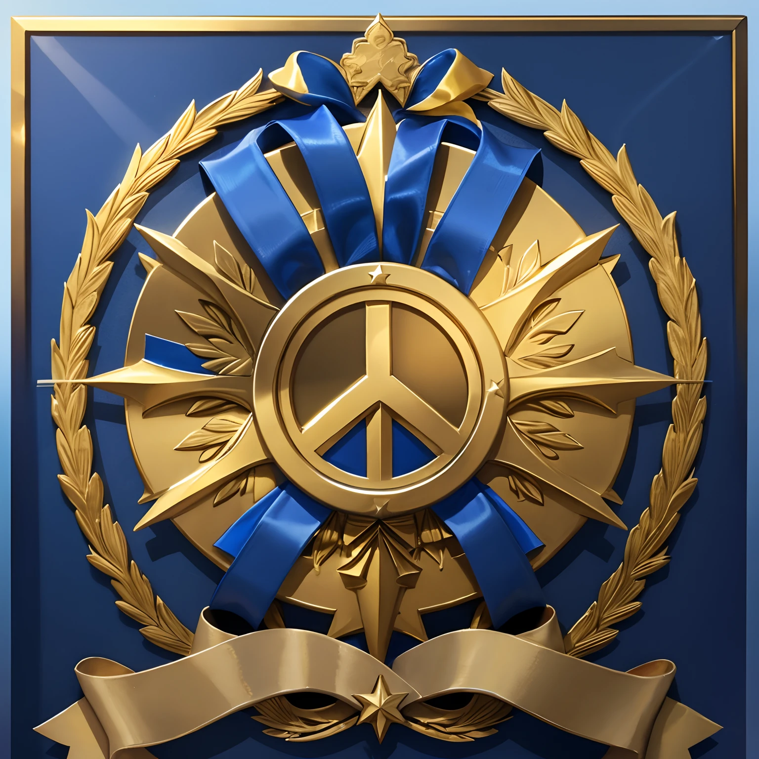 peace, coat of arms, symbol, coat of arms, simple, blue, golden, star, light blue, sky, ribbon, simple