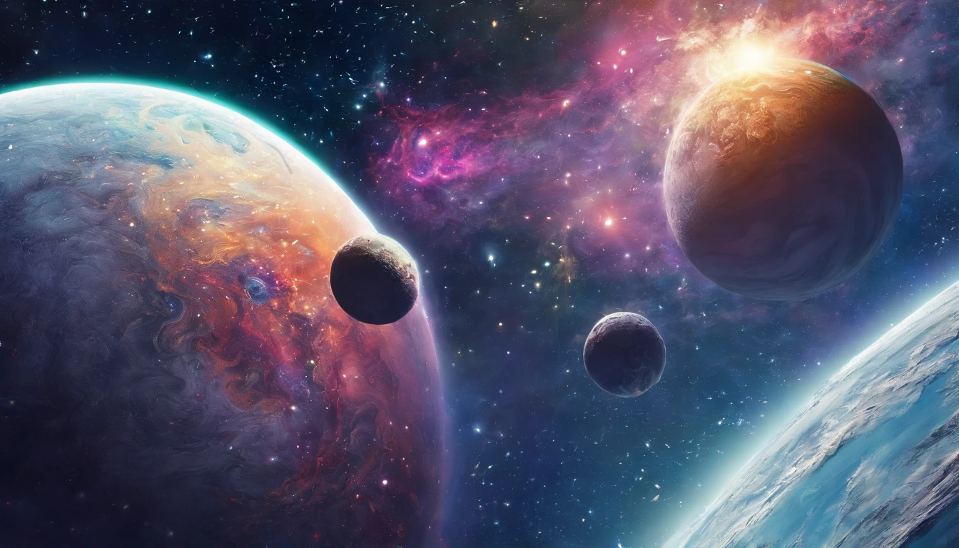 masterpiece,top-quality,Detailed lunar surface,On the ground of the moon,One girl on the moon,(A large and beautiful earth that emerges in detail:1.4),ultra-detailliert,Blue Earth,weightless,distortion,The Looming Earth,Between the other world and this world,The Great Explosion of the Galaxy