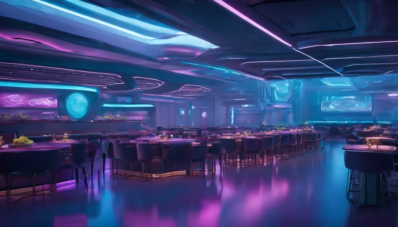 cafeteria, futuristic backdrop, Cyberpunk, 8k