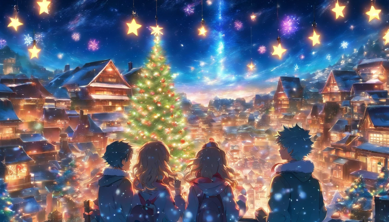 Christmas, For printing, Song cover image, 8K, Dating between men and women, Night sky,milky ways, Christmas, The eye, High school boys and girls, dated, Christmas, illumination, toyko