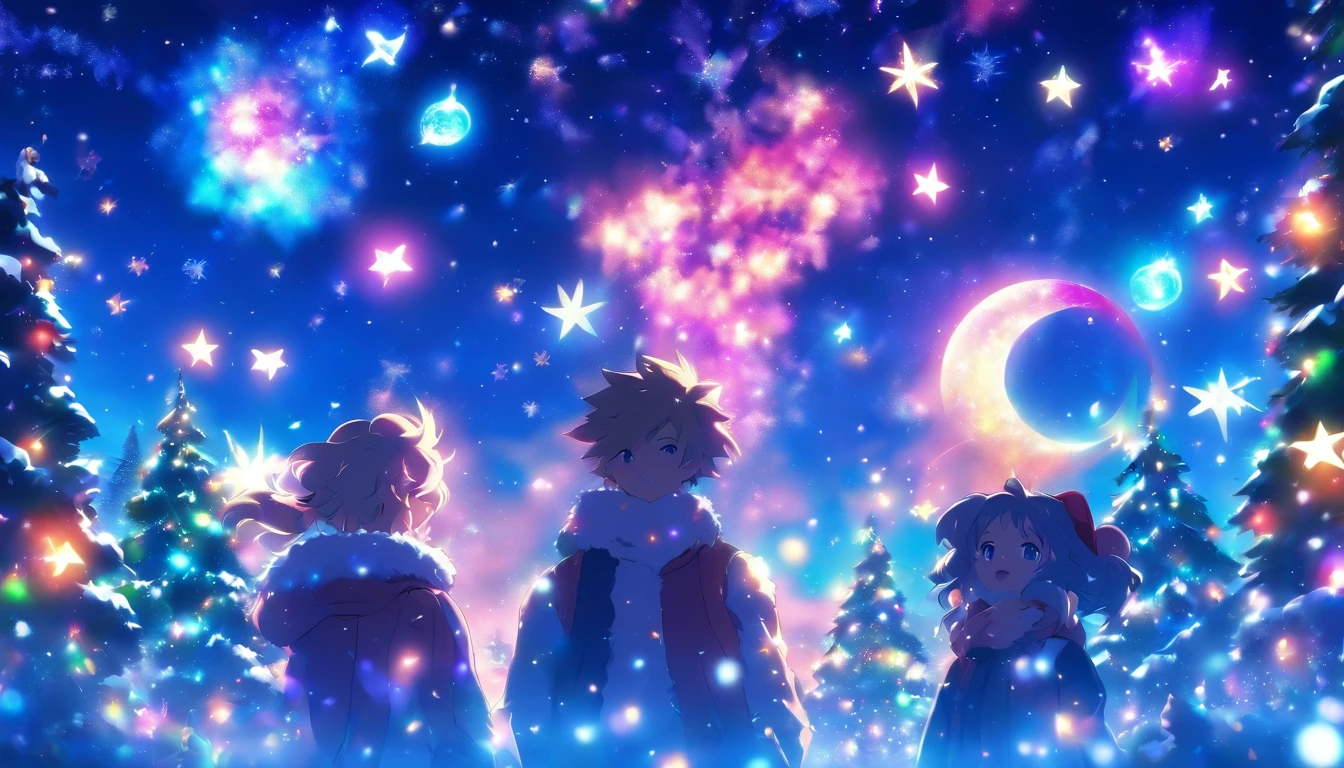 Christmas, For printing, Song cover image, 8K, Dating between men and women, Night sky,milky ways, Christmas, The eye, High school boys and girls, dated, Christmas, illumination, toyko