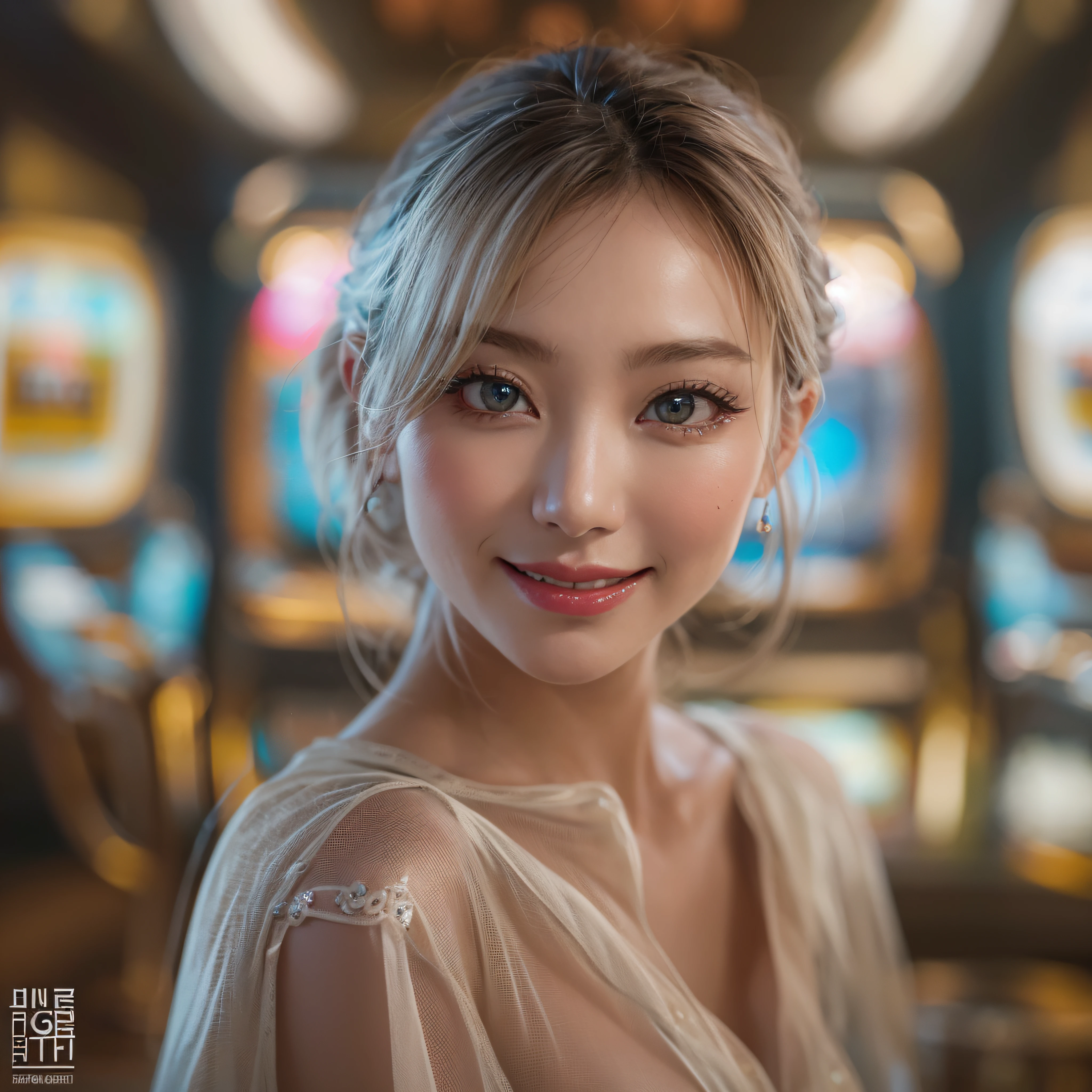 Low angle shot of a bunny girl、Casino Background、 (Highest quality、4K、8k、High Resolution、masterpiece:1.2)、Super detailed、(Real、Photorealistic、Photorealistic:1.37)、Detailed eyes、Detailed face、gorgeous、elegant、Impression