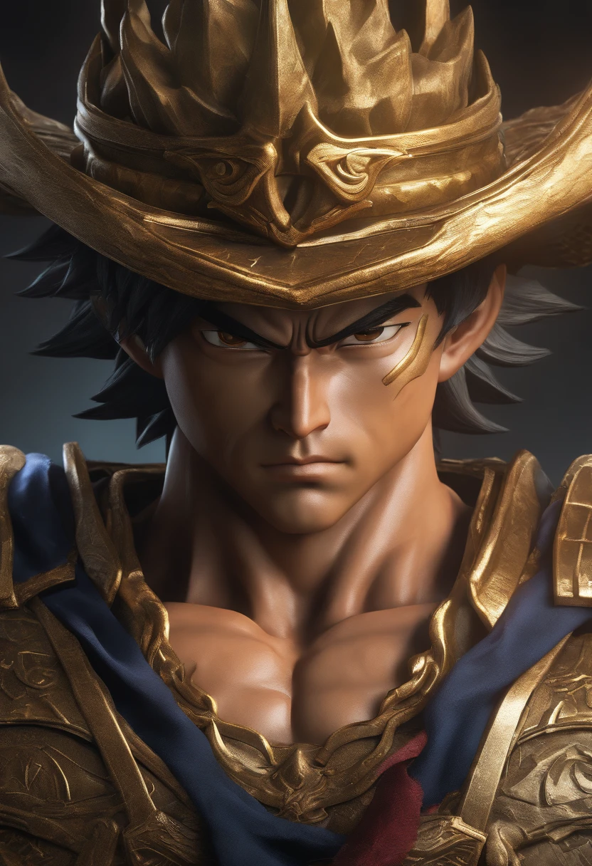 Goku as  US army official, Dynasty warrior style, Elaborate and gorgeous CGI anime style, Luffy, 8K highly detailed digital effect fantasy, cgsociety 9, epic digital art illustration, and Mumford and Alex Gray style, Bio-luminescence
