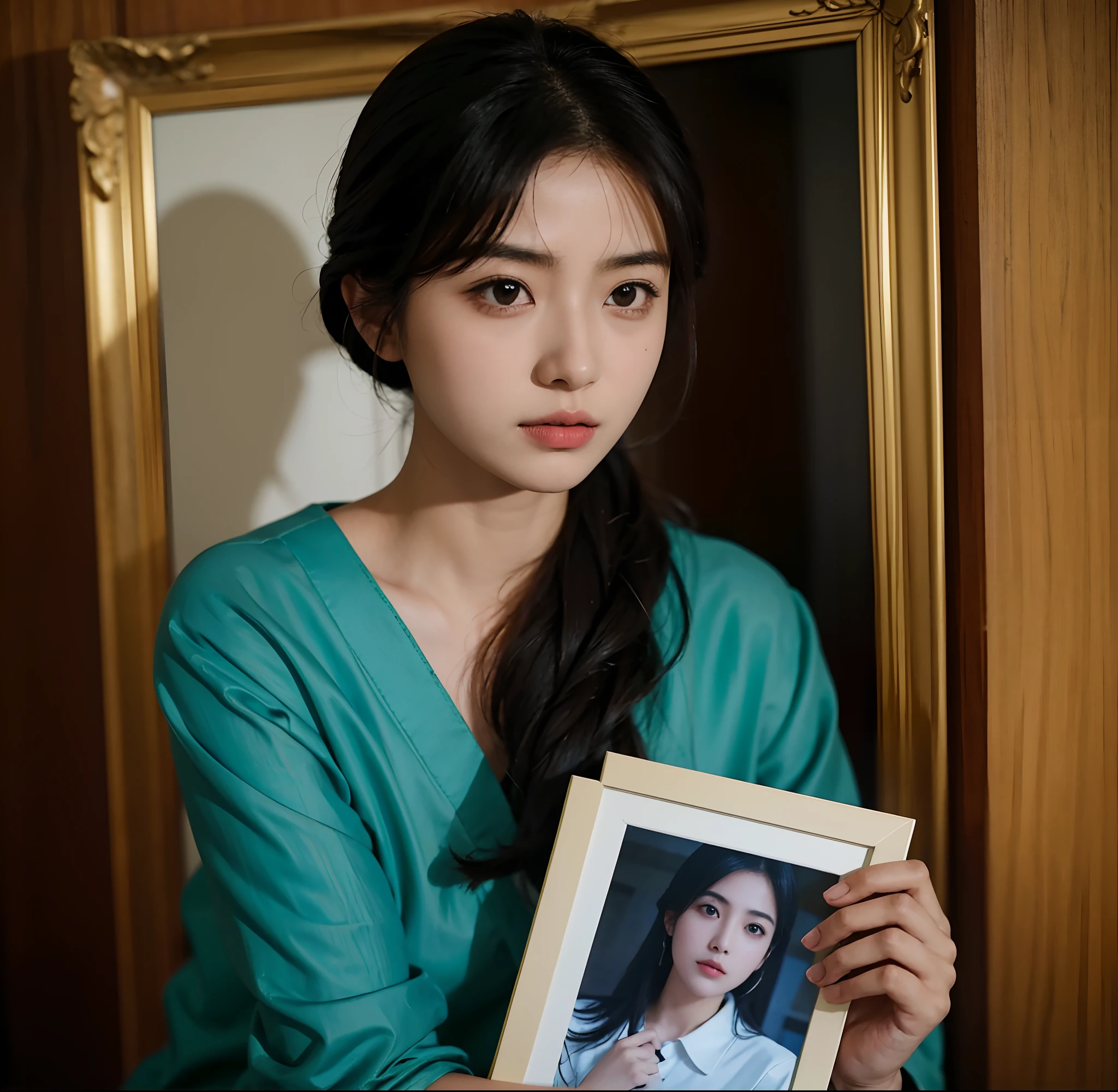 araffe woman holding a picture frame with the word shami written on it, shikamimi, sha xi, sakimi chan, shiori teshirogi, sakimichan, shirabii, eeri, official artwork, promo still, sharp high quality photo, jinyoung shin, headshot profile picture