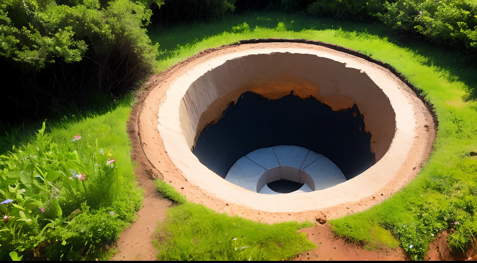 Create a photo of the Kola hole with 2 meters in diameter, foto assustadora, with ultra-realistic details.