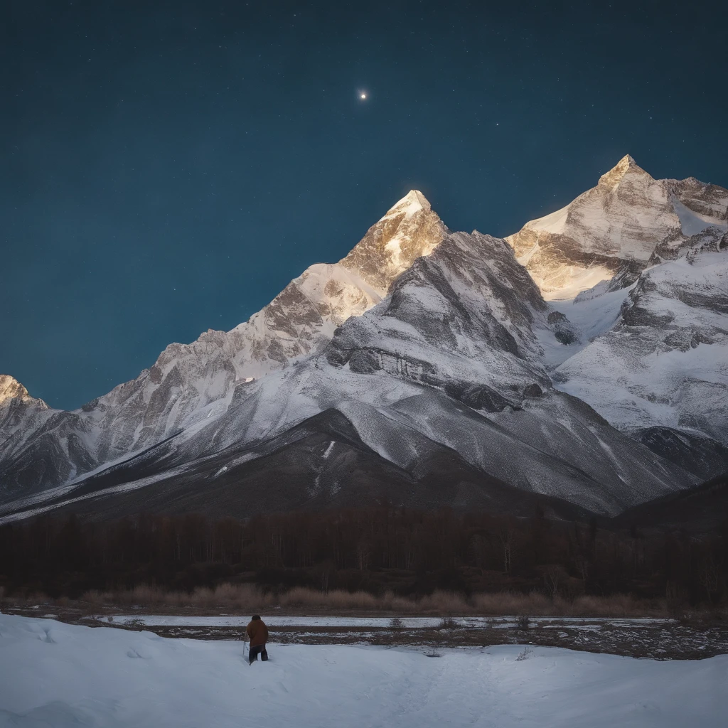 Master Parts、Superior Quality、superior image quality、The 8k quality、Beautiful pictures of the starry sky、magnifica、Arched Milky Way:1.9、Mount Everest、snow mountains、blue river