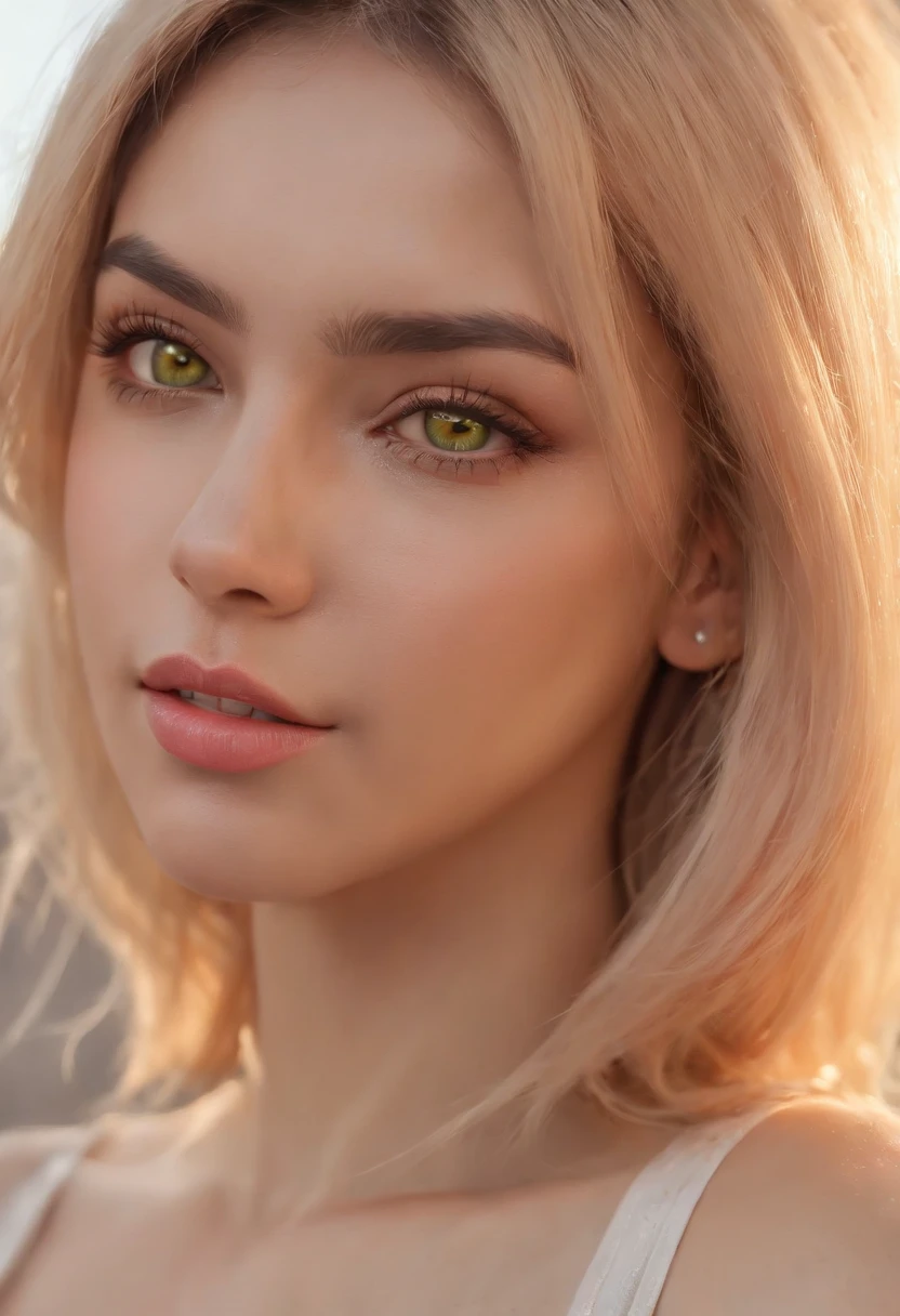 (obra maestra, La mejor calidad, arte hermoso:1.4) ((Chica anime)), Ciudad japonesa, arte digital, tendencias en Artstation, 4k, High detail, high resolusion, Pintura profesional, Ultra-detalle, HDR, 4K UHD, 8k, Motor Unreal 5, Kinematic, neon highlights, volumetric illumination, sombras realistas, Reflexiones, Motor Unreal 5, cinematic wallpaper, 8k, (NSFW), (Fluoride yellow hair:1.3), ((Green eyes with fluoride)), pechos grandes, pechos esponjosos, Thicc, (brown skin:1.3), ((sonrisa:1.3)), (((bashful))), ((sosten de encaje rosado:1.4)), (Cara perfecta:1.5), (labios perfectos:1.4), (Thicc:1.2), NSFW, (piel morena:1.3), (brown skin:1.4)