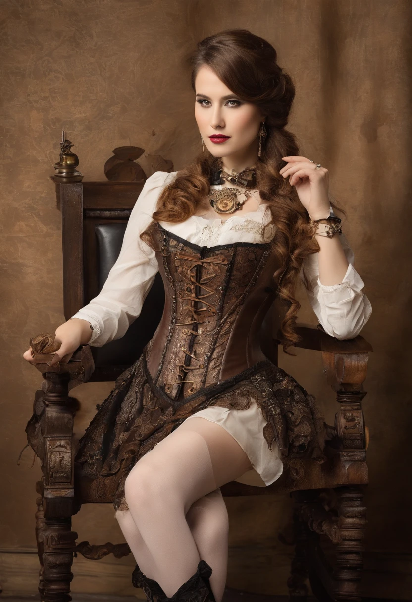 (((NSFW)))、(((Spread legs)))、((Detailed、top-quality、8K、masterpiece:1.3))、1girl in、ssmile、(Brown hair:1.2)、beautiful japanese female:1.3、(Casual Hairstyles、Small breasts:1.2)、in a house、Super Detailed Face、detailedeyes、二重まぶた、(gothic lorita:1.2)、(White Tight Corset:1.2)、cuisine、frombelow、18year old