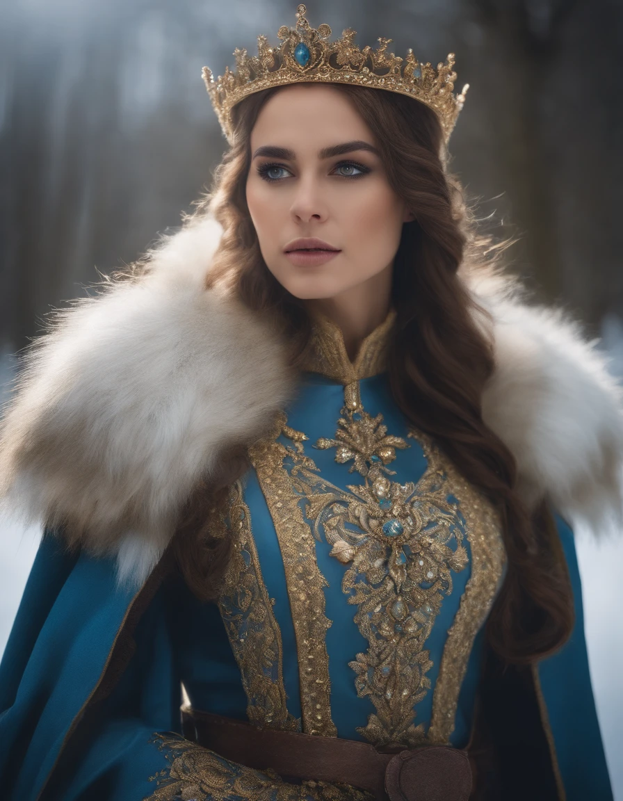 Mujer con una tiara de hielo en la cabeza y una capa de invierno azul marino con detalles dorados, Broche de copo de nieve. Cabello largo y negro. Reina de invierno, Princesa Elfa, Retrato de una reina elfa, Reina elfa, Princesa Invierno, Una reina elfa, Artgerm en ArtStation Pixiv, Hermosa y elegante reina elfa, cuerpo completo. De pie en la nieve frente a un gran castillo helado. Personaje RPG. era medieval. Mujer elfa. Elfo pelirrojo. ojos azules. Elfo del bosque. Elfo guerrero del bosque. Arquero elfo. Arquero medieval. Tiro con arco. Organic Amadura. Armadura verde musgo. soft illuminaotion. De pie en medio del bosque. Bosque denso. Setas bioluminiscentes. Fantastic setting. daylight. luz solar. Reflections of warm colors. Paleta verde azul e amarelo. RPG character design. Modelo IG | Artgerm, :: RossDrew, obra de arte no estilo de guweiz, Artgerm extremadamente detallado. cuerpo completo, Antecedentes detallados de un castillo, hiper detallado, cara detallada, foto sincera POV, por lee jeffries, Nikon D850, Stock photographic film ,4 Kodak Portra 400, camera lens f1.6, colores ricos, hiperrealista, textura realista, dramatic illumination, CineStill 800 (8k, foto RAW, mejor calidad, obra-prima: 1.2), Ultra detallado, (Piel altamente detallada: 1.2), 8k UHD, DSLR, soft illuminaotion, Alta calidad.Modelo IG | Artgerm, :: RossDrew, obra de arte no estilo de guweiz, Artgerm extremadamente detallado. cuerpo completo, Antecedentes detallados de un castillo, hiper detallado, cara detallada, foto sincera POV, por lee jeffries, Nikon D850, Stock photographic film ,4 Kodak Portra 400, camera lens f1.6, colores ricos, hiperrealista, textura realista, dramatic illumination, CineStill 800