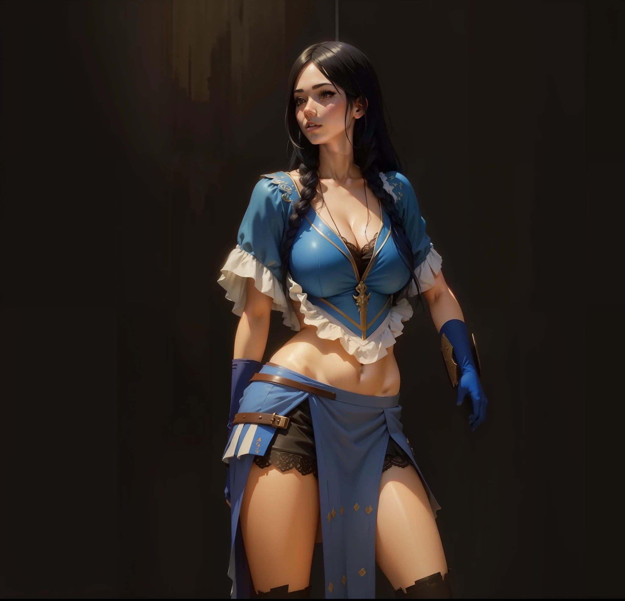 blue hair,hentail realism, shadowing,,character sheets, reference sheet, Standing painting, 8K, Super detail, 1080p, Women's HD,femele, 16k, A high resolution, Best quality, High quality, Anatomically correct, Masterpiece, ccurate, hyper HD,As graceful as a swan,unreal-engine, Ghibli-like colors, anime big breast, Standing painting, angle of view,battle armor,ssee-through,Lace skirt