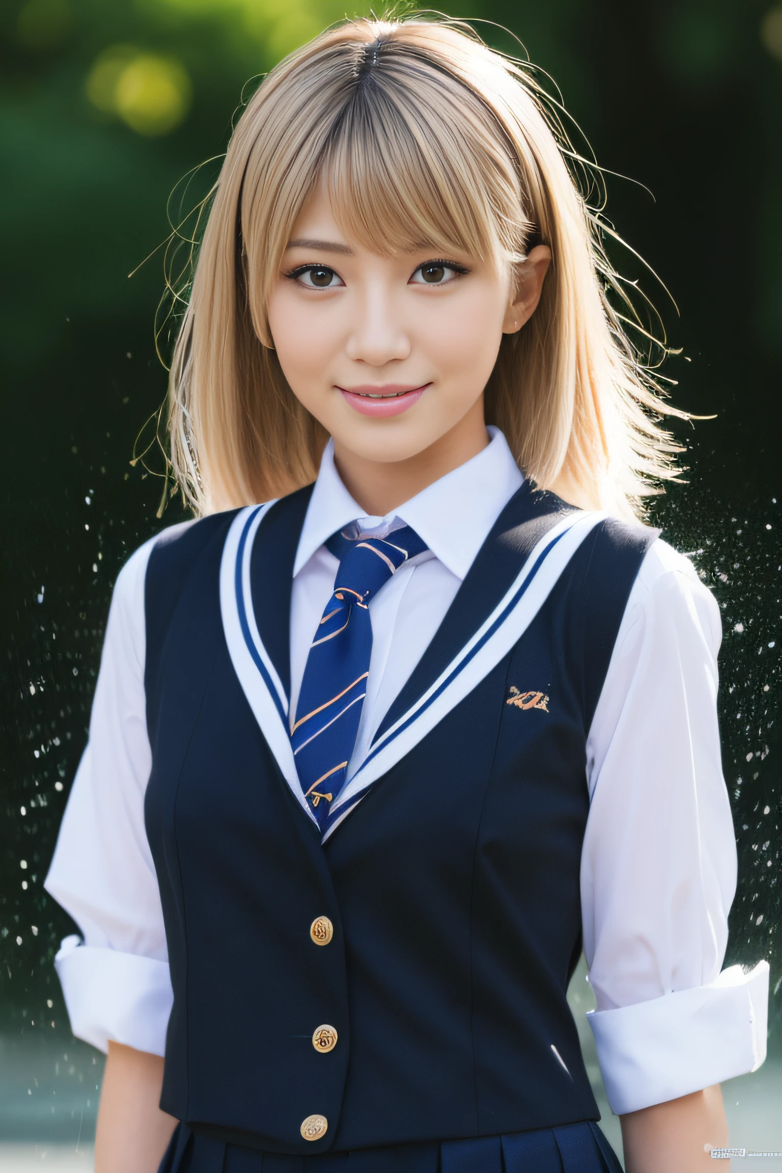 (masterpiece:1.2), ultra detailed, (realistic, photo realistic:1.37), high detail RAW color photo, professional photograph, extremely detailed, finely detail, extremely detailed face, extremely detailed eyes, extremely detailed skin, perfect anatomy, (Japanese famous actress:1.3), shortcut hair, (gyaru:1.45), (flat chest:1.4), Dynamic lighting, (splashing:1.4), (black background), (wet hair), (wet skin), (full body:1.35), (water drops), (school uniform:1.5), see through,