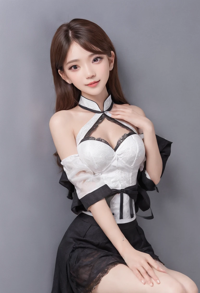 (((NSFW)))、(((Spread legs)))、((Detailed、top-quality、8K、​masterpiece:1.3))、1girl in、ssmile、(Brown hair:1.2)、beautiful japanese female:1.3、(Casual Hairstyles、Small breasts:1.2)、in a house、Super Detailed Face、detailedeyes、二重まぶた、(gothic lorita:1.2)、(White Tight Corset:1.2)、cuisine、frombelow、18year old