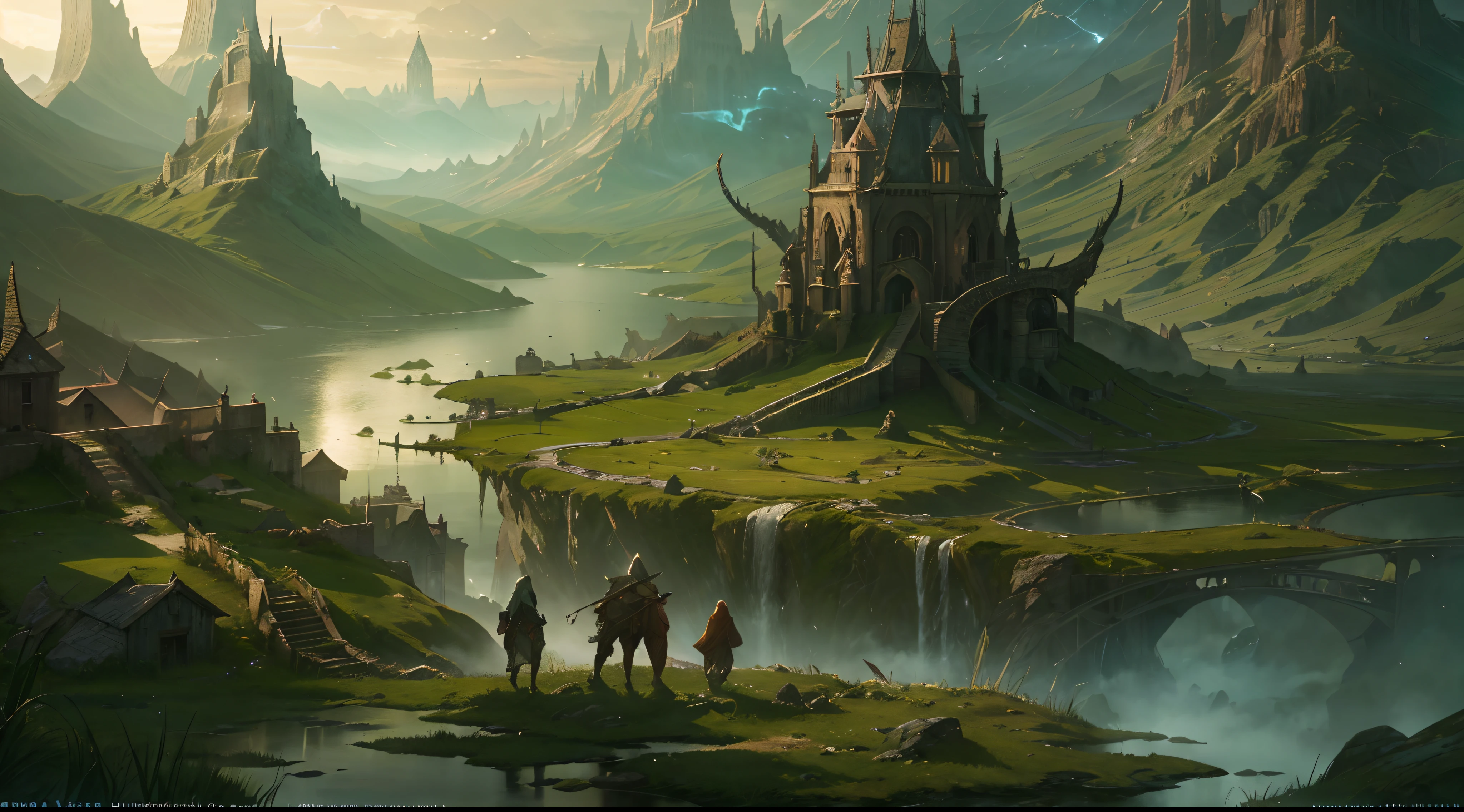 "(by Greg Rutkowski: 1.2), (masterpiece), (best quality), extremely delicate and beautiful, illustration, (fantasy landscape), depth of field, HDR, intricate, delicate, (No human presence), photorealistic depiction, live action feel, creating a visual masterpiece with the best possible quality. (Highlighting the fantasy elements of orc realms, emphasizing the swamp land with weird flora and spooky atmosphere). Providing a distant view that captures the grandeur and atmosphere."