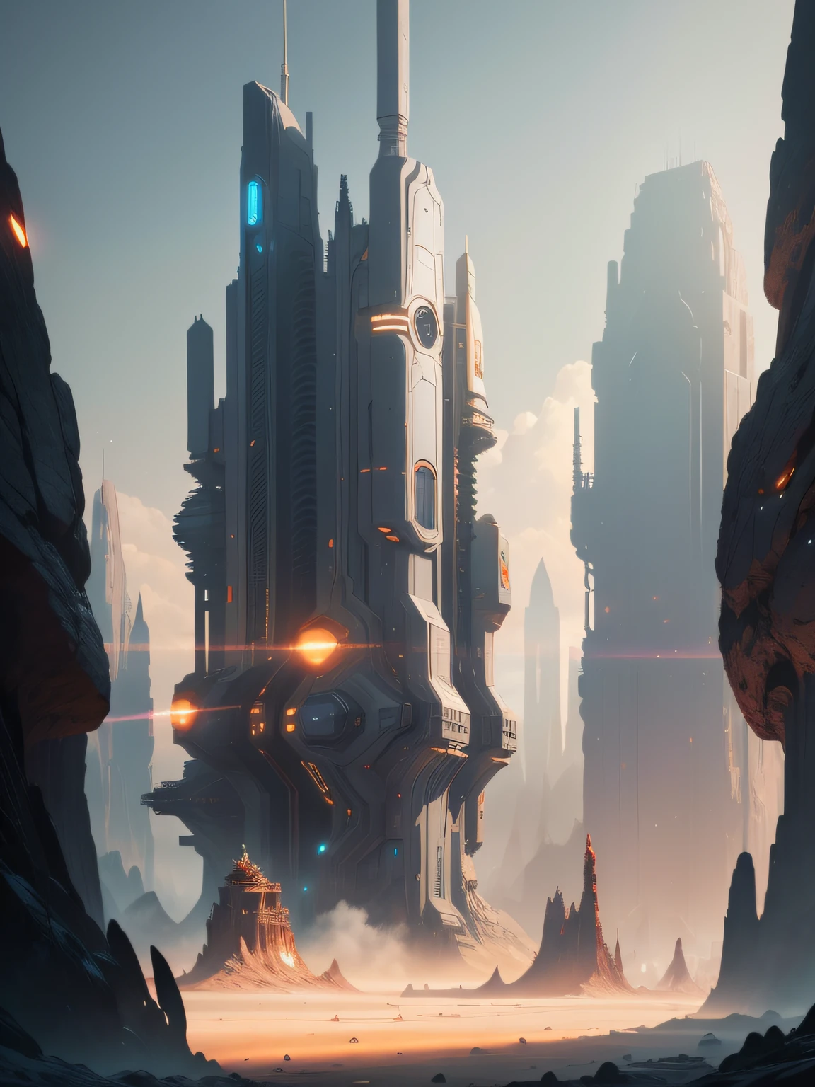 no humans, landscape, oil on matte canvas, sharp details, the expanse scifi spacescape ceres colony, intricate, highly detailed, digital painting, rich color, smooth, sharp focus, illustration, Unreal Engine 5, 8K, art by artgerm and greg rutkowski and alphonse mucha