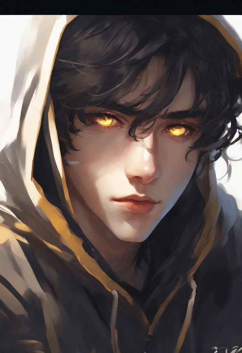 Anime man with yellow eyes and black hair in black hoodie, High quality anime art style, artwork in the style of guweiz, digital anime illustration, anime style character, inspired by Bian Shoumin, anime style portrait, Male anime style, Anime Boy, high quality fan art, highly detailed exquisite fanart, young anime man, by Yang J , Brown eyes