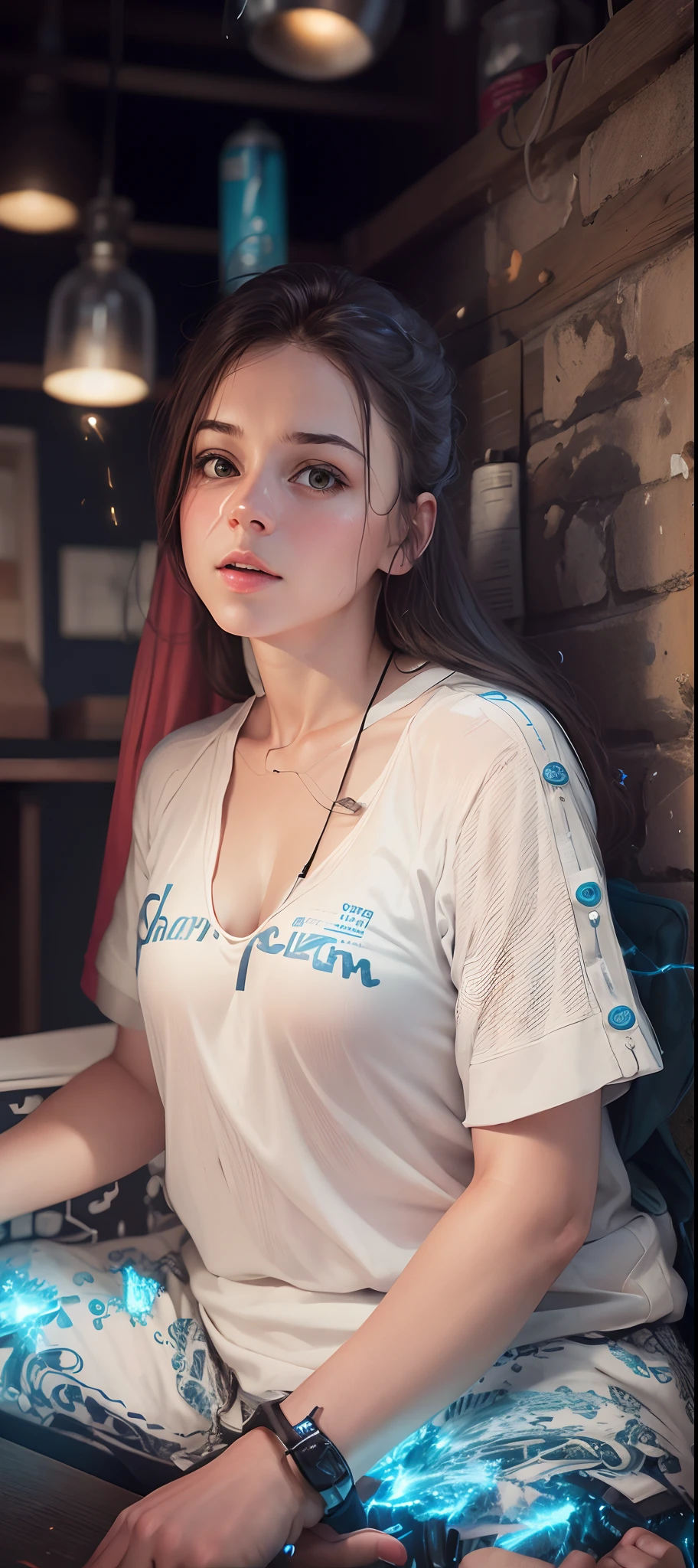 Change the bottle background to electricity, creat realistic Picture