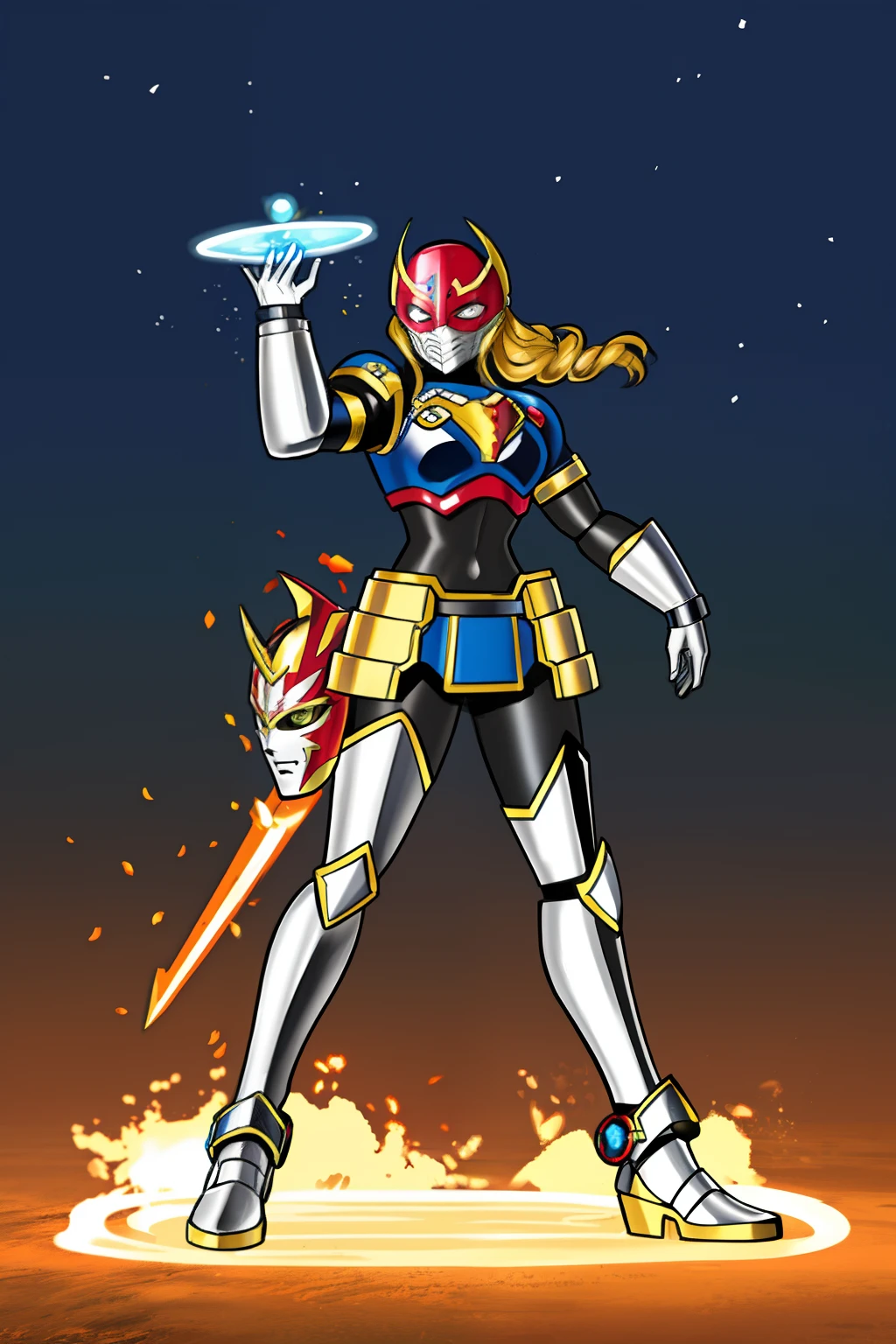 sentai knight, metal hero, mask, ultrawoman, full body,
