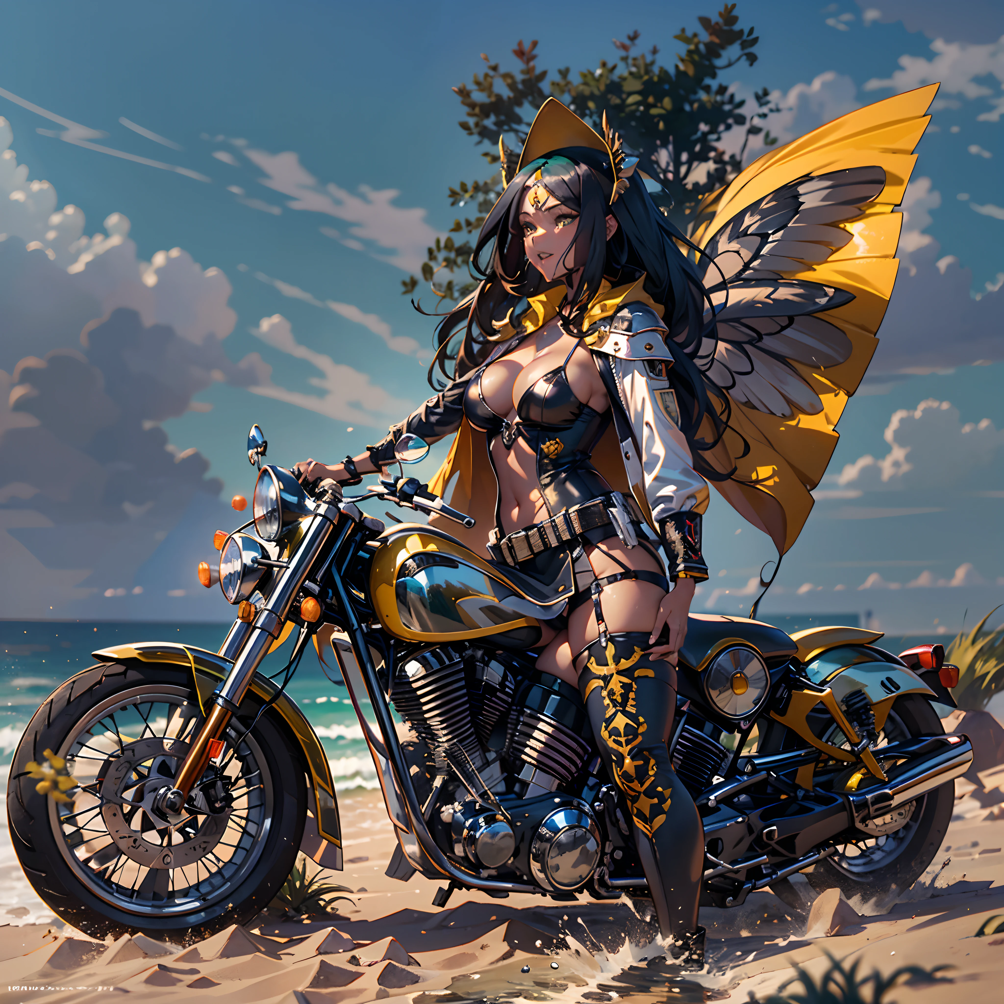 Sun epic Masterpiece Ocean Sea sunlight backlight Goddess Beach deep path beholder outdoor mounted motorcycle_Harley_Davidson Suncraft Artificier hearth sundrop urban Equirectangular_360 "Armada" contre-jours moto "Heavy Metal" Devastating Will-o'-the-wisp iota pixie sprite luminescence war battle mature female "luis Royo" dazzling ride bike, Cosplay riders richesse Amiral decorated "Nicki Minaj" Commander jukebox Pilots jacket cow-boy flag Earth sunLight ultra pro-Photorealistic optimal ultra_high_quality opengl-shaders ultra_high_detail accurate reflex ultra_high-resolution perfection graduates volumetric lightning improved Octane_rendues UHD XT3 64K 32K DSLR HDR UnrealEngine5 3dcg shadow Diva analogiques hairstyle dreads bangs extatiques symmetrical athletic african body skin tanmed suave cheekbones effects embarrassed glushes eye-liner saphirs saturate gorgeous dark beautiful eyes black pupils brown iris lazulis turquoise open mouth teeth (tongue droplet water drop of water) obvious smiles choke Floating Jacket Eccentric Cape Levitating Shoulders-Off Shirt Lace Clavicles White Papillotes embroidered leathers breasts reveal sideboob satin livid yellow orange corsait thick felt skirts matching bristles ample swinging spinels navel waist belt-chastity revealing heart diamond padlock silver agate pubis scarlet pubis-hairy indigo bristles protrusions silk Snap-lock tin gold garters thighs legs stainless steel boots gothic onyx, rubis summon milkweed floraison invoque viceroy magic incandescente creature CGSCOSITY butterfly Cristallines Wings (EOS R6 135mm 1/1250s f/2.8 ISO400) Monarch, Canon-ion flash blow glow opale impact, straight outfits armor heavy chrome flat rune lava bands population Tourmaline glyphe plasma cuivre "cyberpunk" background forest glass mirror monster Fire Blast Flame Engravings Chef-D&#39 tattoo (par Michelangelo) Bruce_Weber sex girls naked nsfw varied multi etc.