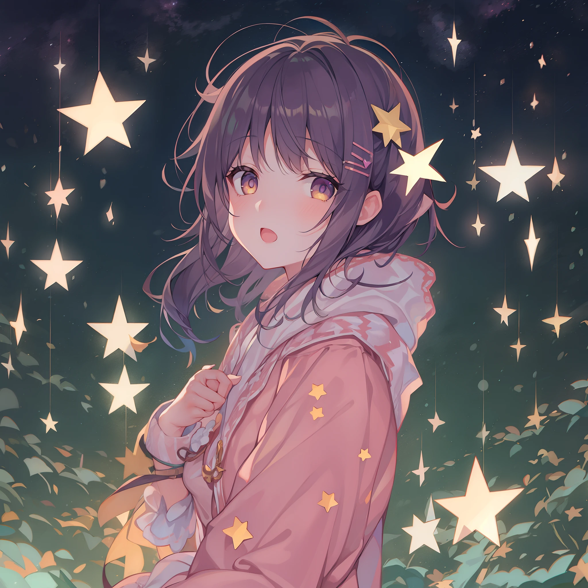 1.girl with,starrysky