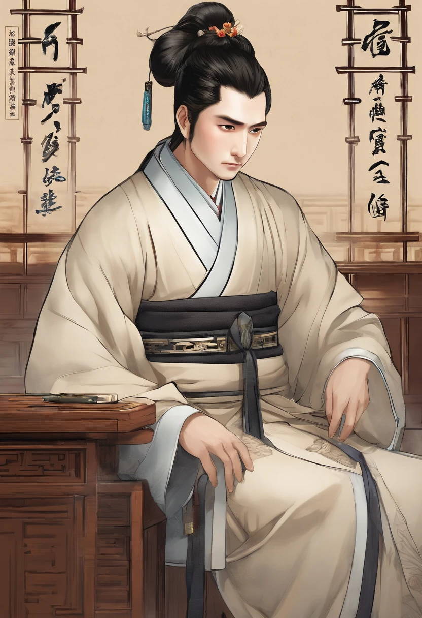 best quality,4k,8k,highres,masterpiece:1.2,ultra-detailed,realistic:1.37,portrait,Chinese historical figure,Bao Qingtian,justice,impartial,hero-like,serious expression,impressive appearance,traditional clothing,official hat,elaborate court room,wooden desk and chair,elegant calligraphy on the wall,ink paintings hanging on the wall,natural sunlight through the window,solemn atmosphere,fair trial,equity and justice upheld,highly respected judge,attentive audience,curious onlookers,evidence presented on the desk,scrolls with Chinese characters,meticulous details on the clothing,fine textures on the desk and chair,impressive facial features of Bao Qingtian,meticulously drawn eyes,well-defined nose and lips,wisdom and determination in the eyes,balance of light and shadow,vivid colors but not overly saturated,traditional Chinese color palette,aged and warm color tones,soft and even lighting,studied facial expression of the audience,engrossed in the trial,background characters with various emotions,composition that highlights Bao Qingtian as the central figure.mtu