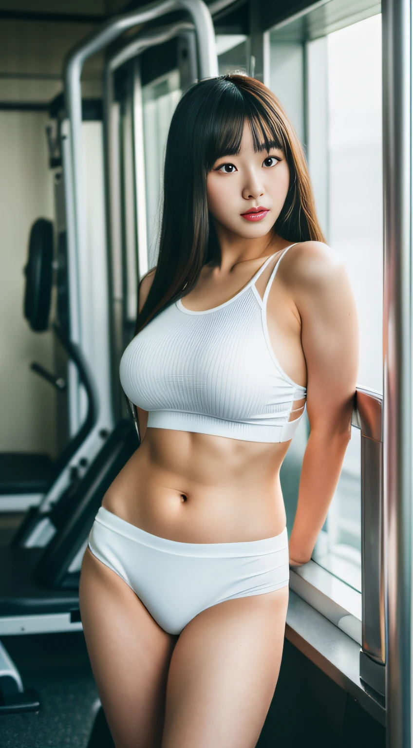 ((gym))、full bodyesbian、Exercising、opening legs、(masterpiece、top-quality) 、kawaii、(Colossal tits:1.2)、((20 year old woman:1.ung adorable Japan face, ,Soft portrait shots,in 8K,、Young cute gravure idol