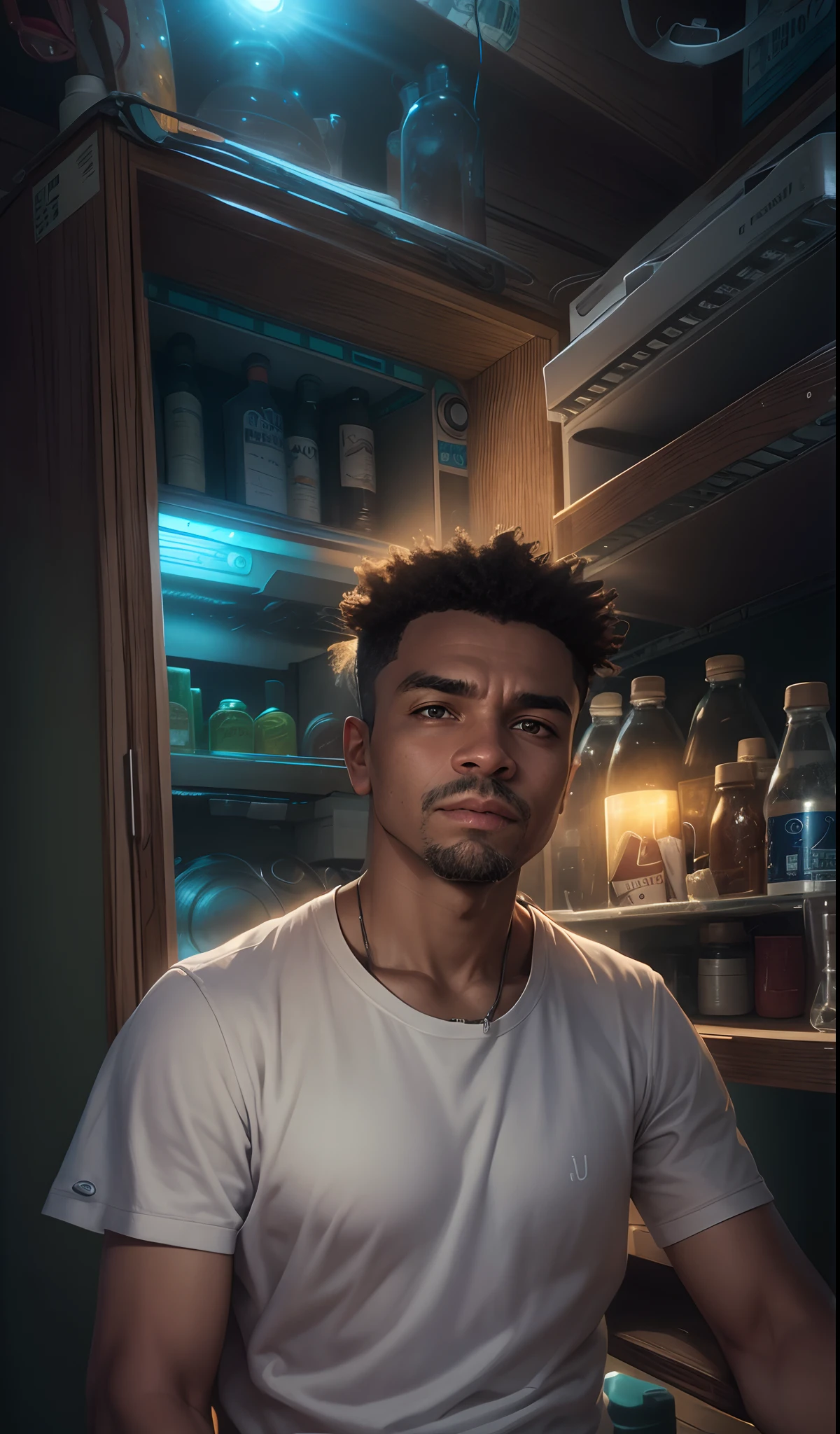 Change the bottle background to electricity, creat realistic Picture 23 years old
