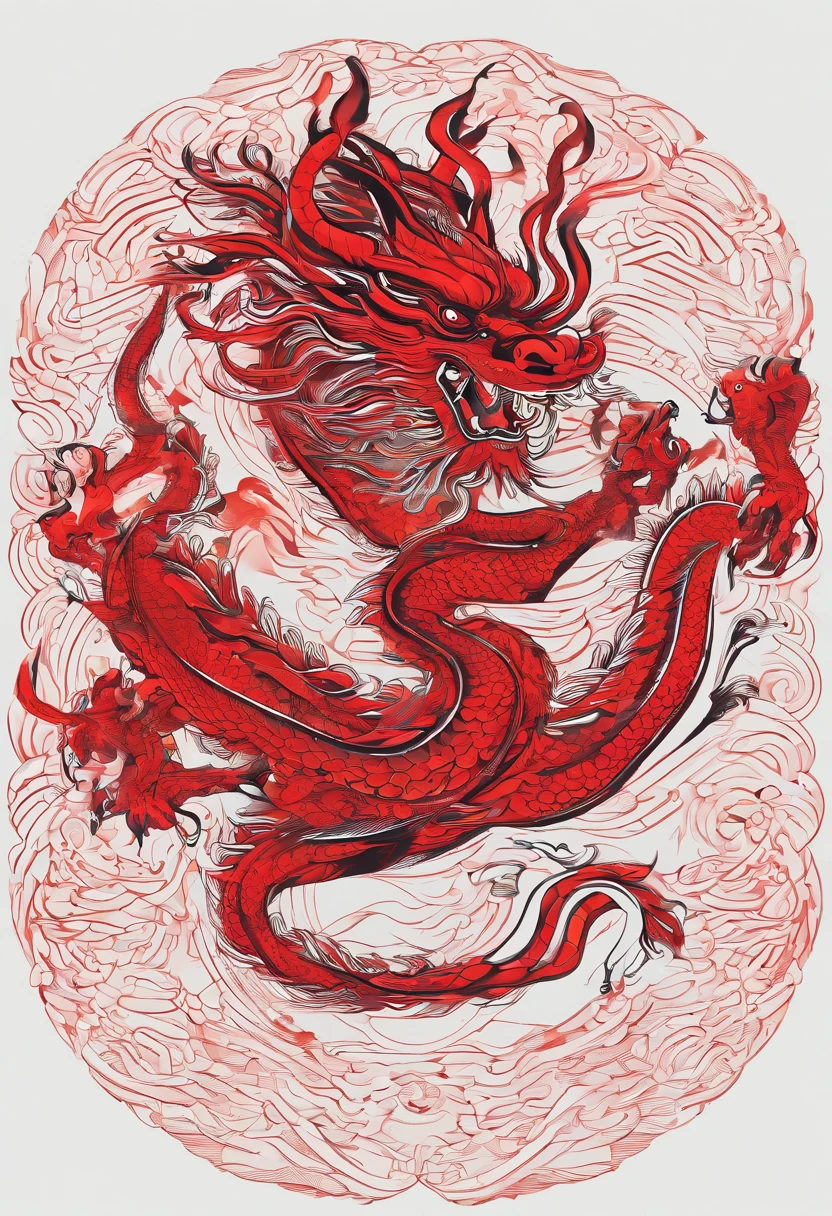 chinesedragon,Traditional Chinese culture,levitating,meander,Red tone,with black background,Splash ink,3D,tmasterpiece,4K