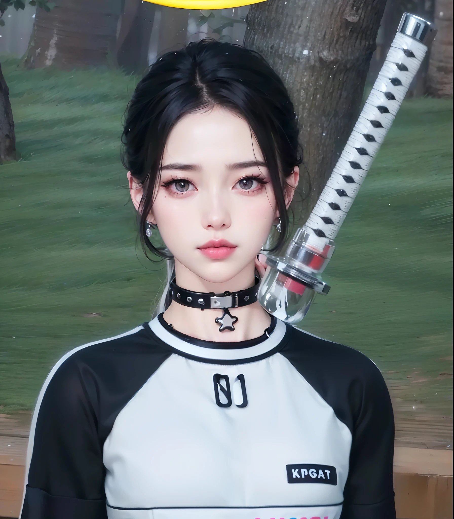 (8k, RAW photo, photorealistic:1.25) ,( lipgloss, eyelashes, gloss-face, glossy skin, best quality, ultra highres, depth of field, chromatic aberration, caustics, Broad lighting, natural shading,Kpop idol) looking at viewer with a serene and goddess-like happiness,