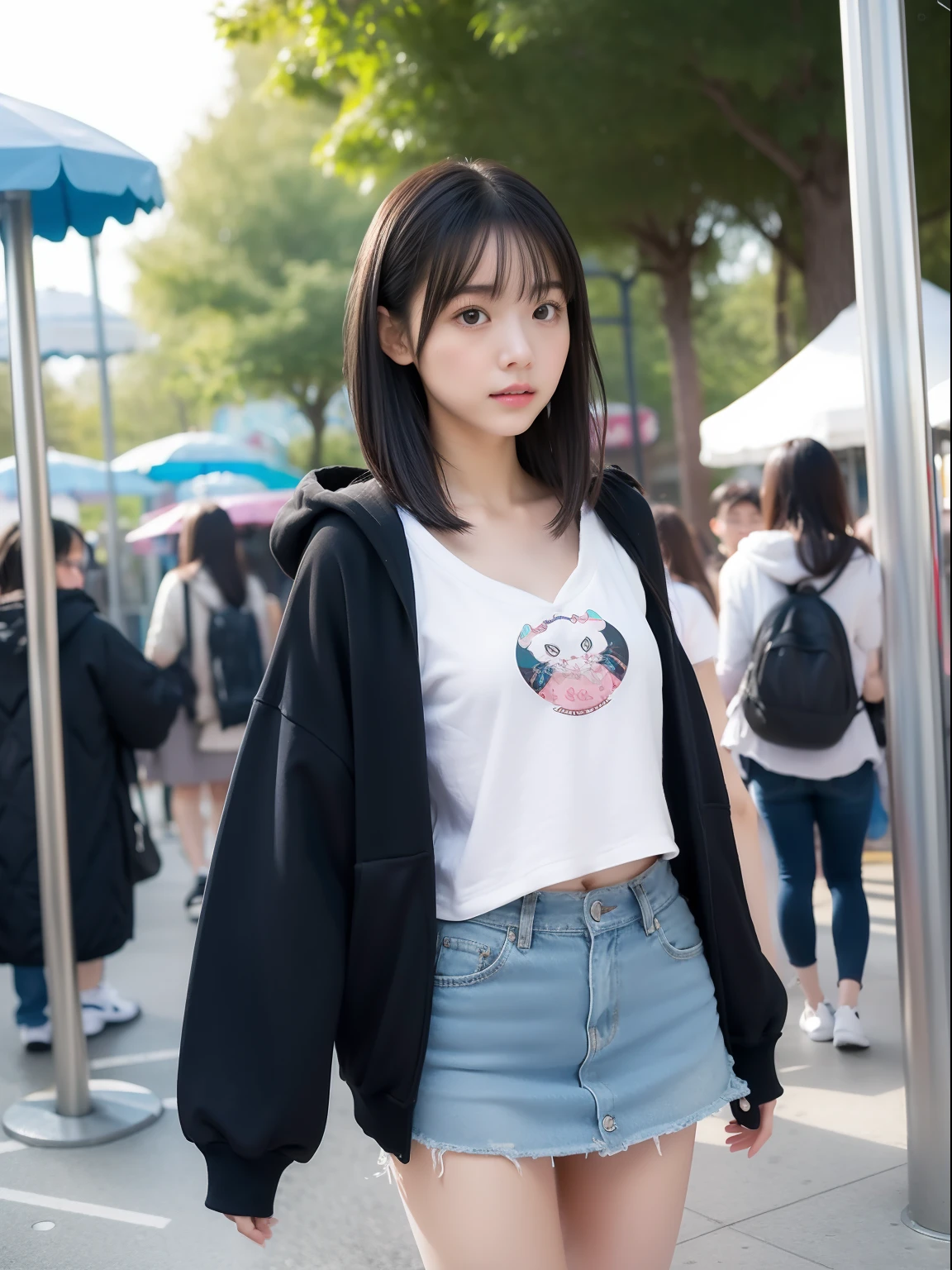 年轻,(a miniskirt),Mokomoko's hoodie,s girl,Delicate body,petite body,Delicate body,small tits,tiny chest,Short,A dark-haired,Very Longhair,a shower,An amusement park,Looks Back