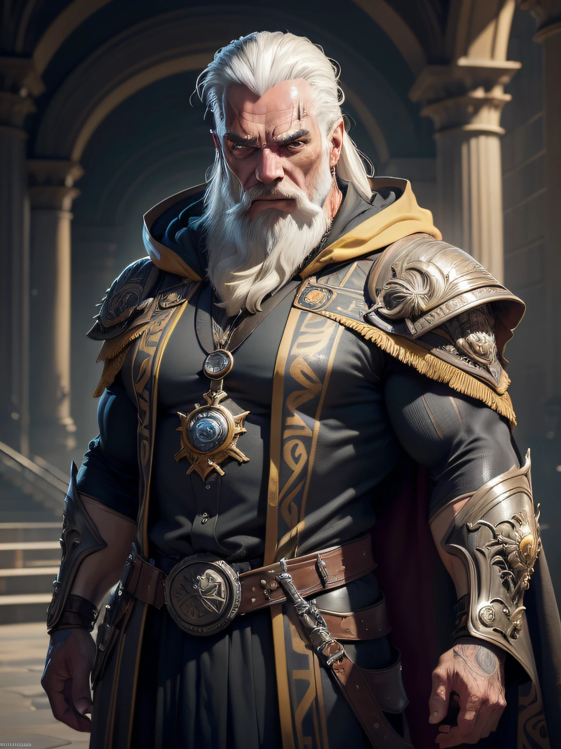 portrait, action pose, slow motion, (old male human wizard:1.2) old male human wizard wearing yellow and black robes (majestic evoker cloth armor:1.2), (wrinkles, steampunk), (archmage robes, runic patterns:1.2), (insanely detailed, bloom:1.5), (analog:1.2), (high sharpness), (detailed pupils:1.1), (painting:1.1), (digital painting:1), detailed face and eyes, Masterpiece, best quality, (highly detailed photo:1.1), 8k, photorealistic, very long straight white and grey hair, grey streaks, ecstatic, (60-year old Austrian male:1.1), sharp, (older body:1.1), stocky, realistic, real shadow 3d, (highest quality), (concept art, 4k), (wizard labratory in backgound:1.2), by Michelangelo and Alessandro Casagrande and Greg Rutkowski and Sally Mann and jeremy mann and sandra chevrier and maciej kuciara, inspired by (arnold schwarzenegger:1.001) and (Dolph Lundgren:1.001) and (Albert Einstien:1.001)