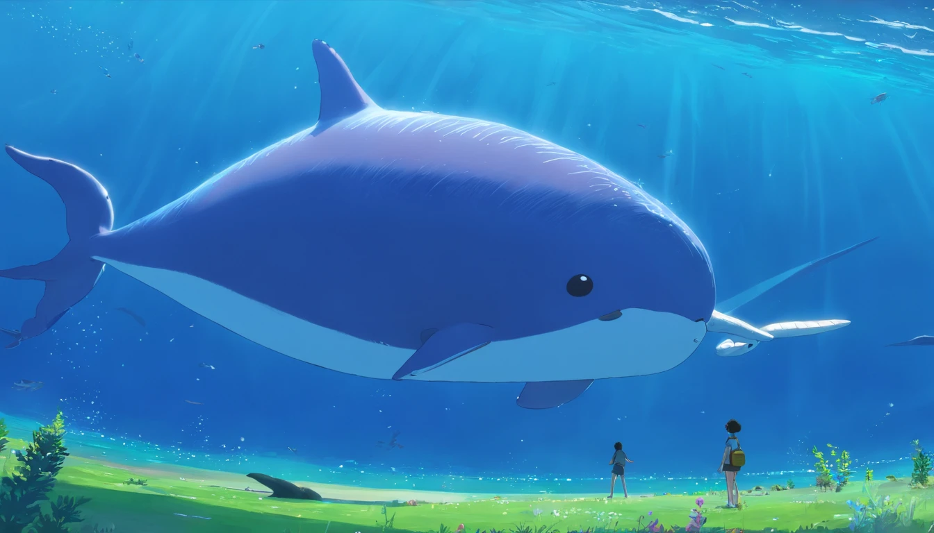 There is a narwhal with a long horn in the water, subreddit / r / whale, plesiosaur, whale, cyborg whale, whales, narwhal, ocean giant creature bloop, Mariana Trench, depicted as a 3 d render, whale monsters, marine animal, terrifying but fascinating, author:Robert Jacobson, space whale, Realistic depiction