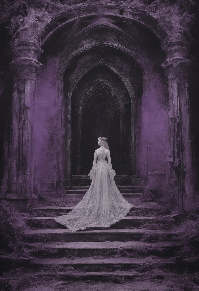 A woman, 1278, Francis Bacon+Zdzislaw Beksinski+Joel-Peter Witkin+Junji Ito, purple hues