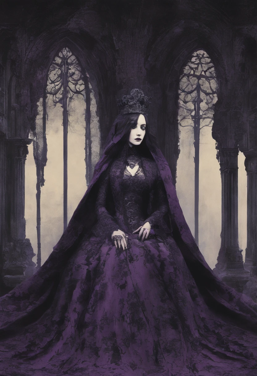 A woman, 1278, Francis Bacon+Zdzislaw Beksinski+Joel-Peter Witkin+Junji Ito, purple hues