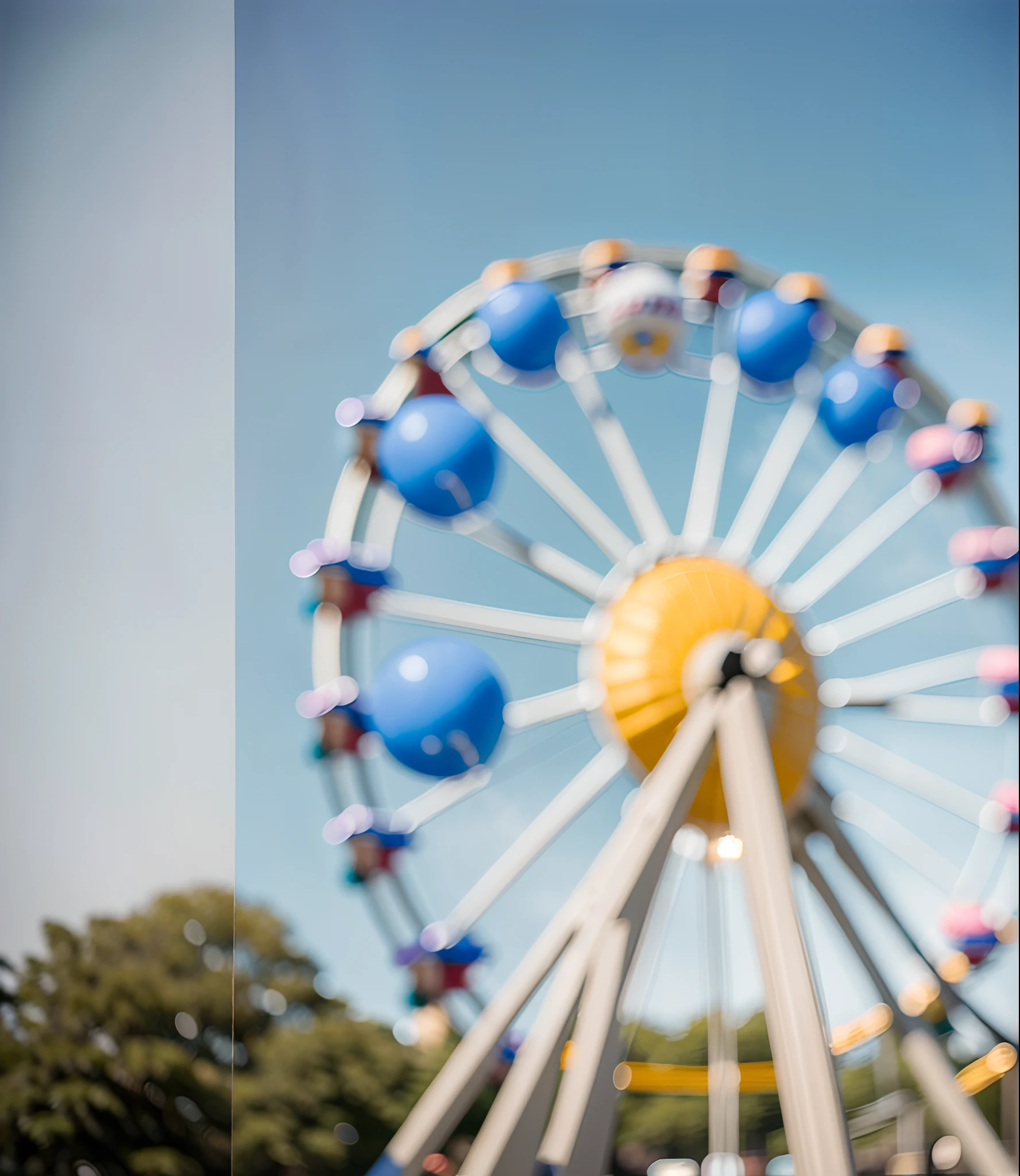 A joyous amusement park,and the sun was shining brightly,Balloons flying,The children laughed,There is a huge Ferris wheel in the amusement park,Portrait Photogram,7 girl,(Transparent 0.01)比基尼,Natural soft light,Mid-range lens,8k sexy girl pose, Very sexy pose, Tease