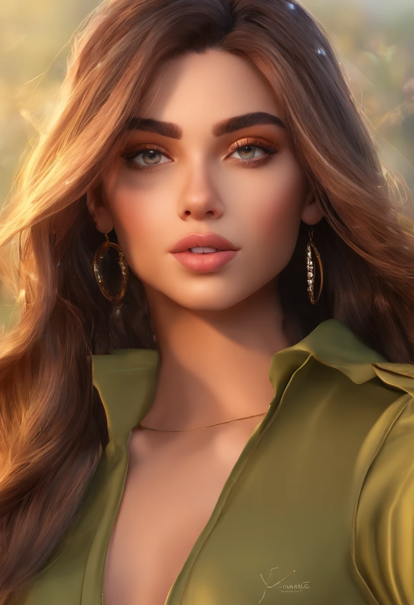 Describe a girl with a delicate face and afro woman features. His green eyes are the highlight, ser bem detalhado e expressivo. The irises have Vibrandos shades of light brown, com um anel dourado ao redor da pupila. The eyelashes are long and curved, further enhancing the charming look. Your eyebrows are precisely defined, com cabelos bem cuidados e arqueados, Enhance facial expression. The makeup is soft, enhancing the natural beauty of the girl. Your skin is flawless, com uma textura suave e luminosa. The lips are delicate and proportional, com uma cor suave e natural. The image must be captured in high definition, providing a faithful representation of the girl in realistic photographic style." "cara": "fotografia", "arte_Estilos": "Realistic", "arte_Inspirations": "fotografia de retrato, fotografia de moda", "Camera": "Canon EOS R5", "injection": "Close-up", "emprestar_Relacionado_information": "The image must be captured with extreme precision and detail. Use suave, diffuse lighting to highlight the subtle details of the girl's face. Capte a textura do cabelo, destacando os reflexos nos fios escuros e cacheados. Pay attention to the smallest details, as the curvature of the eyelashes, the sparkle in the eyes and the softness of the lips. O foco deve estar nos olhos, transmitindo toda a expressividade e profundidade do olhar da menina. A imagem deve transmitir um senso de realismo e autenticidade, accurately portraying its unique and charming features, Nijistyle, Dr490nSc4leAI,Detalhador Furtástico,Vibrando