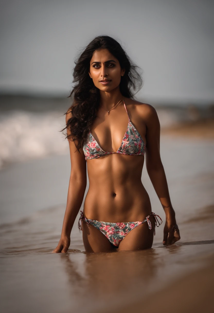 An indian woman of 28 year old in a hot bikini.In a beach.sexy figure.hot body and smooth bikini.