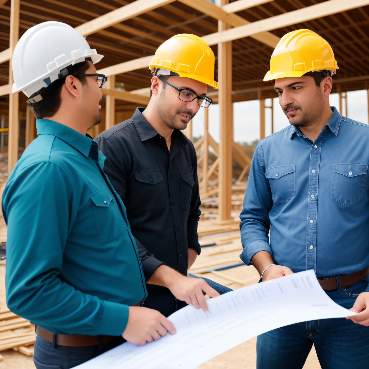 two engineers discussing the construction project.