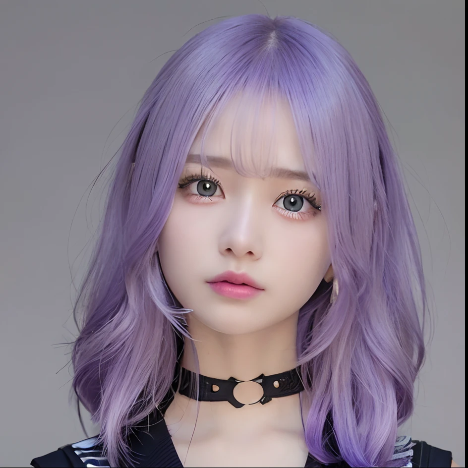 1girl, realistic,hair purple , eye green , super detail, ultra detail, best photography