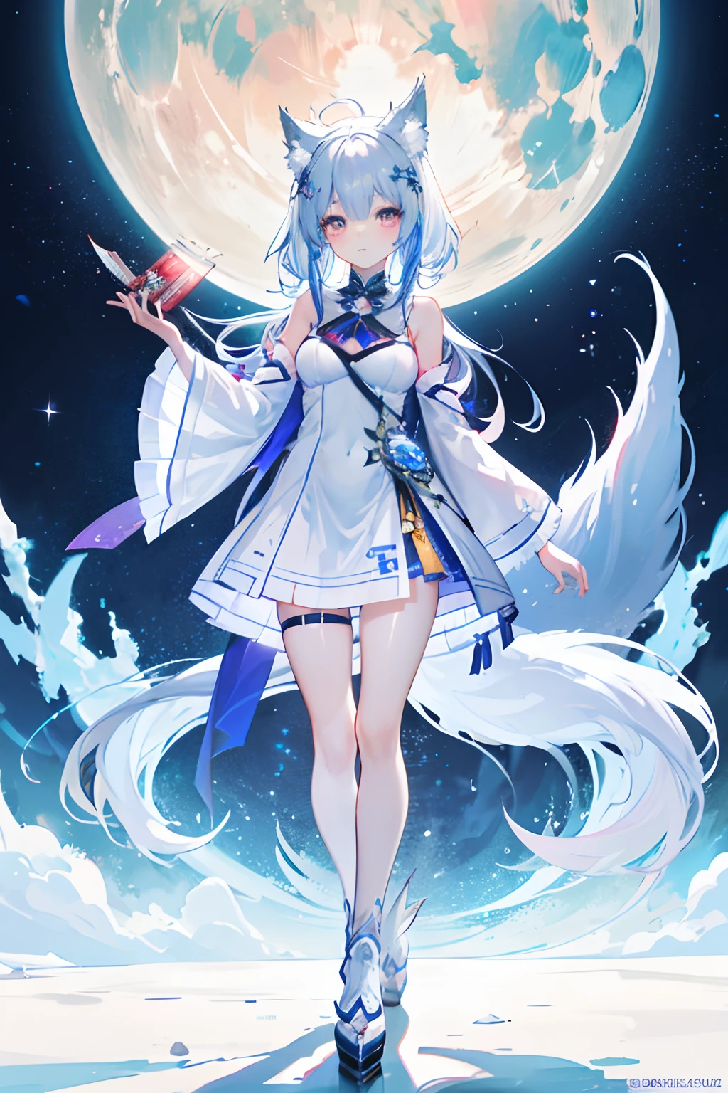 a cartoon image of a girl in a dress with a cat tail, my dress up darling anime, !!full body portrait!!, full body adoptable, cute anime waifu in a nice dress, in dress, art style of rune factory 5, clear outfit design, small curvy loliime vtuber full body model, style of magical girl, holo if a wolf girl, full body adoptable, holo is a wolf girl, kitsune inspired armor, character adoptable, full body xianxia, white - haired fox, lunar themed attire, fullbody commission for, hestia, anime goddess, female anthropomorphic wolf, in the plains looking back with a Beautiful smile, trending on artstation pixiv, guweiz on pixiv artstation, guweiz on artstation pixiv, anime art wallpaper 8 k, zerochan art, loli in s, digital art on pixiv, anime art wallpaper 4k, loli in dresnime girl cosplay, anime goddess, anime cosplay, hatsune miku cosplay, trending on artstation pixiv, anime barbie in white, artwork in the style of guweiz, guweiz on artstation pixiv, anime girl in white dress with blue hair and a cat tail, holo if a wolf girl, full body adoptable, holo is a wolf girl, kitsune inspired armor, character adoptable, full body xianxia, white - haired fox, lunar themed attire, fullbody commission for, hestia, anime goddess, female anthropomorphic wolf,