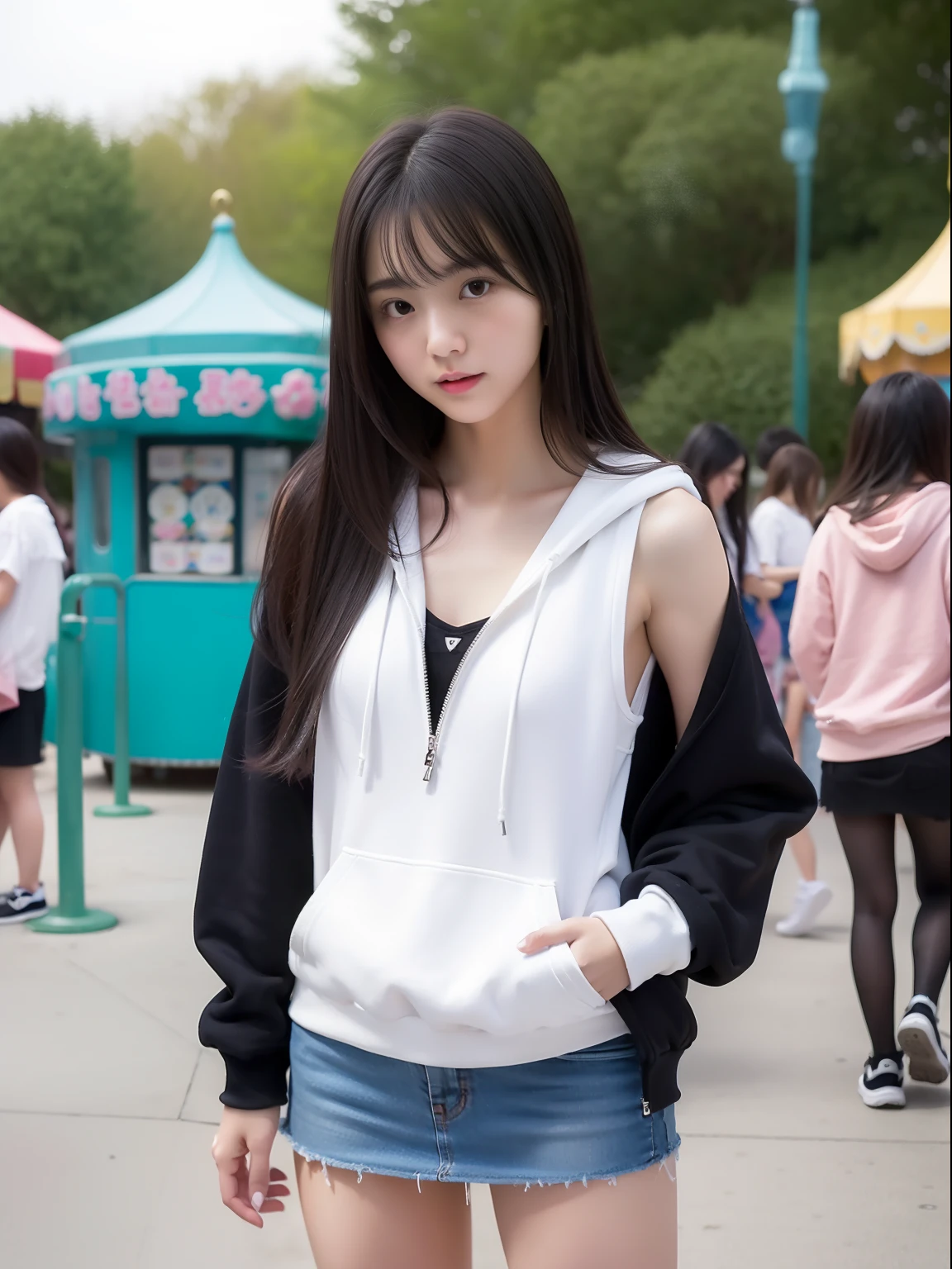 年轻,(a miniskirt),Mokomoko's hoodie,s girl,Delicate body,petite body,Delicate body,small tits,tiny chest,Short,A dark-haired,Very Longhair,a shower,An amusement park,Looks Back