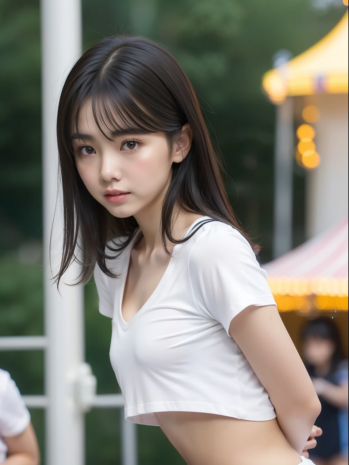 年轻,(a miniskirt),tshirts,s girl,Delicate body,petite body,Delicate body,small tits,tiny chest,Short,A dark-haired,Very Longhair,a shower,An amusement park