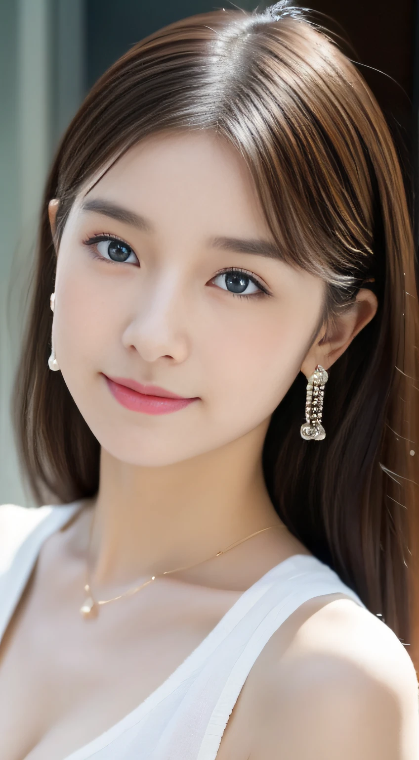 (((8Very high resolution in K, high detailing, highly accurate, masutepiece))),Photography & realistic atmosphere,shinny skin,Beautiful skin,fine-grained white skin,Detailed face,Detailed eyes、Dark green eyes,Very pretty eyes,Detailed lips、Glossy pink sheen,Very beautiful face,Very well-formed face、Lifelike face,shiny beautiful lips,Beautiful eyebrows,Detailed background of Ebisu,、Delicate Makeup,The best natural makeup for professional stylists(((8K,very high res, high detailing, High Definition, masutepiece))),Japan idle,韓国アイドル,Very beautiful woman,Very beautiful girl,、Ornaments that match casual fashion(((high-detail,high detal,masterpiece,simple,ornament detached,choker necklace,Bracelet, piercings,))),Adornments designed to the smallest detail,Beautiful Women's Fashion,Very casual and easy to move fashion,Summer Fashion,Photograph the whole body,17 years old very beautiful Japan beautiful girl,17-year-old beautiful girl who is too beautiful in Japan,very beautiful light brown hair with brown hair and shiny,Stylish and very cute short hair,half up,Teary-eyed,Gentle smile,watching at viewers,Natural gestures,Beautiful but a little innocent,natural soft light,(((photorealisim))),Reality Live Action,Beautiful nails in nail art,Beautiful legs,turned around,超A high resolution、A masterpiece of high detail,Face,Natural realistic face,Colossal tits,Beautifully shaped breasts,Clothes for barbecue on the riverbank,Fashion image is blue and white
