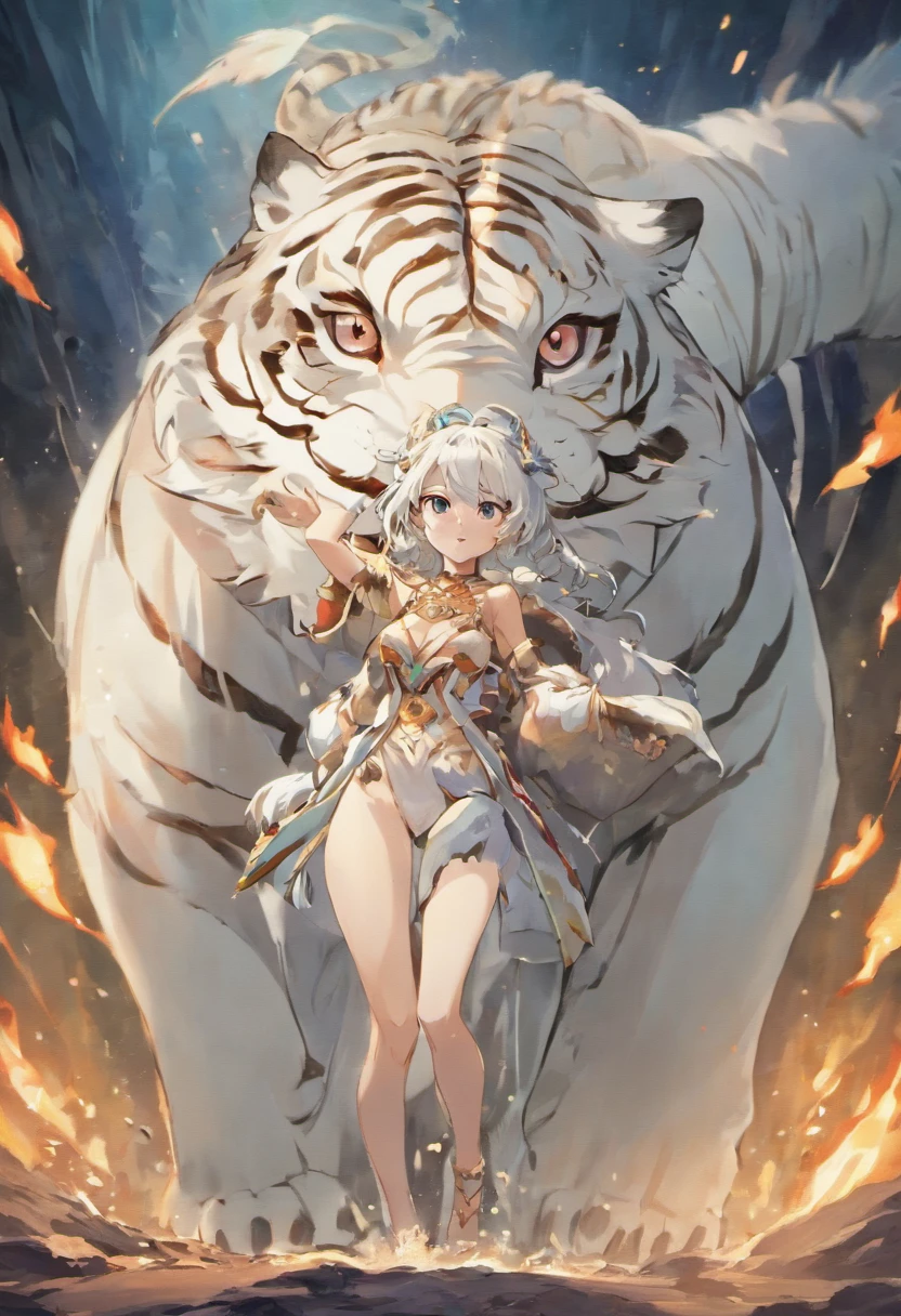 the white tiger,no humans, no person, Mountain and Sea Sutra,mythological beasts,Handsome,Don't have characters
