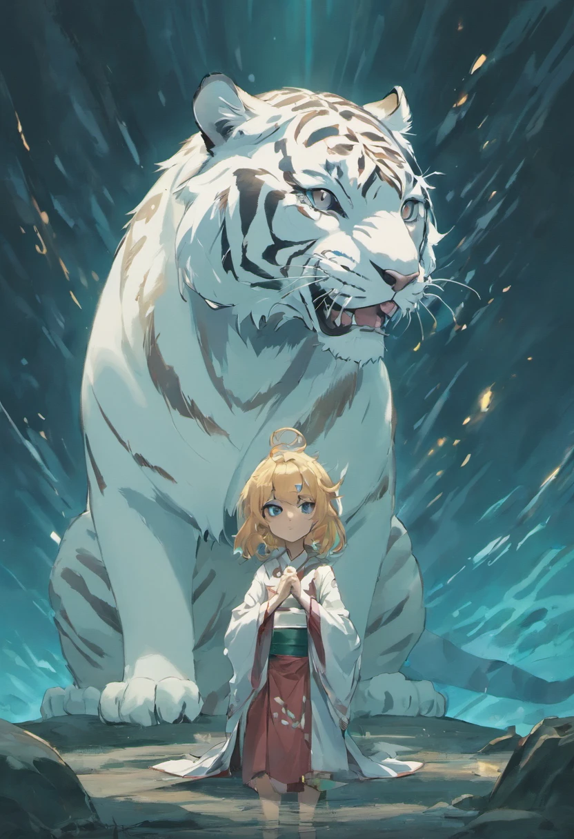 the white tiger，no humans, no person, Mountain and Sea Sutra，mythological beasts，Handsome，Don't have characters