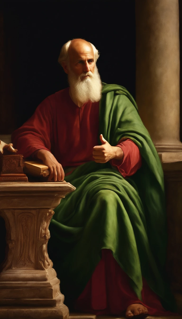 The apostle Paul looked at the screen by giving a thumbs up , Ropa larga, religión, Ultra foto realsisim