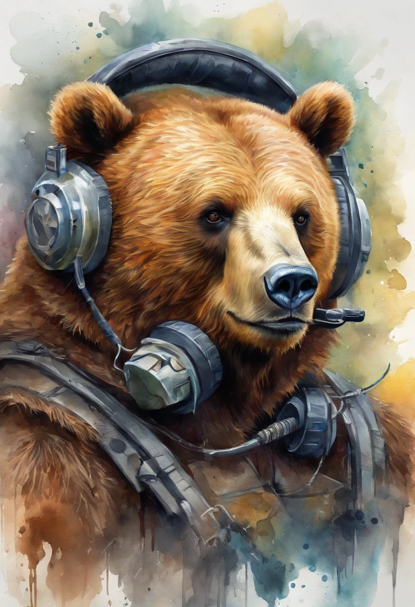 (Best Quality,Ultra-detailed,Realistic:1.37),((Cute Bear)),Also has a game controller,headset on head,Gaming Chair,Streamers Room,(Flying bees),top-quality, Dramatic Lighting, menacing pose, fierce look, epic atmosphere,   Cyberpunk style, Clockwork, ((Intricate details)), nffsw, ((Intricate details, hyperdetails)),  cinematic shot, Vignette, bokeh effect beckground,